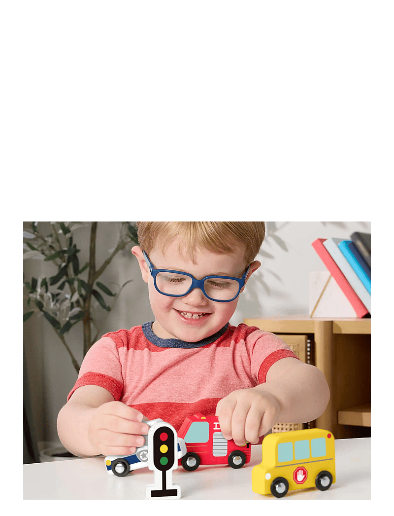 Fisher-Price - Wooden Vehicle Pack, Push-Along Toys for Toddler Pretend Play, 4 Wood Pieces - polizeiautos - multi color - 3