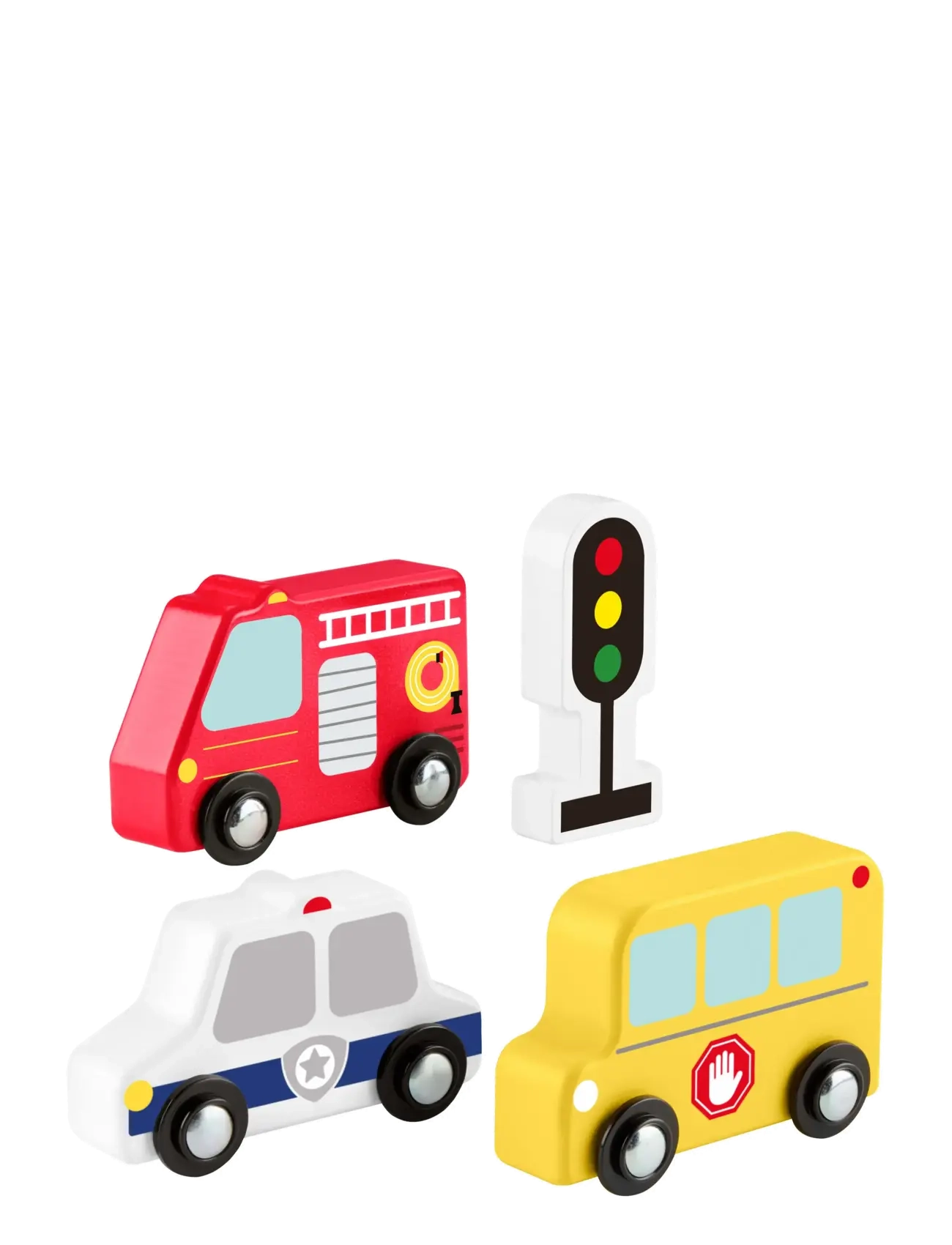 Fisher-Price - Wooden Vehicle Pack, Push-Along Toys for Toddler Pretend Play, 4 Wood Pieces - feuerwehrautos - multi color - 5