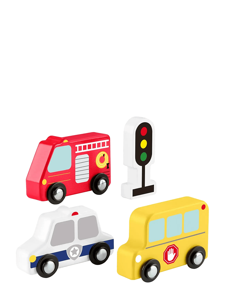 Fisher-Price - Wooden Vehicle Pack, Push-Along Toys for Toddler Pretend Play, 4 Wood Pieces - feuerwehrautos - multi color - 5