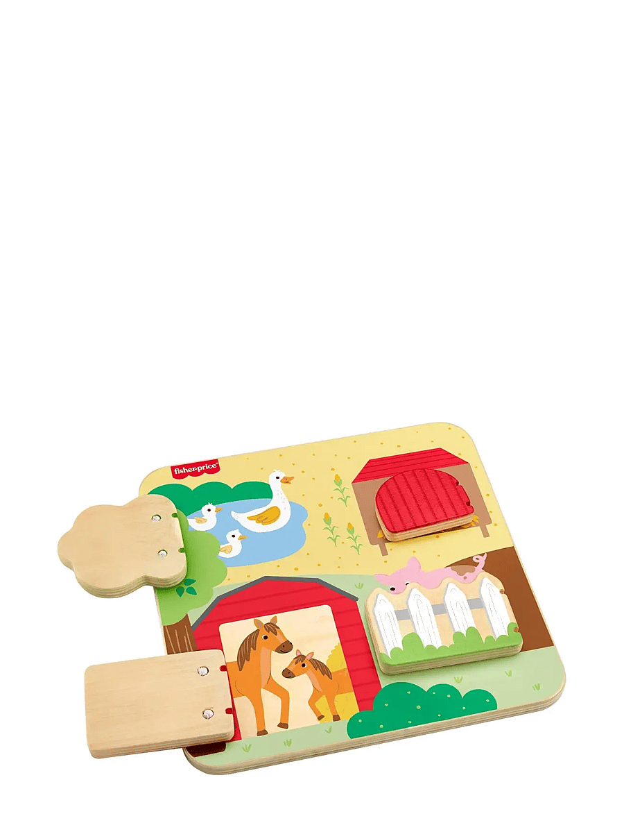 Fisher-Price - Wooden Farm Animal Board Busy Activity Toy for Baby & Toddler, 1 Wood Piece - tiere - multi color - 1