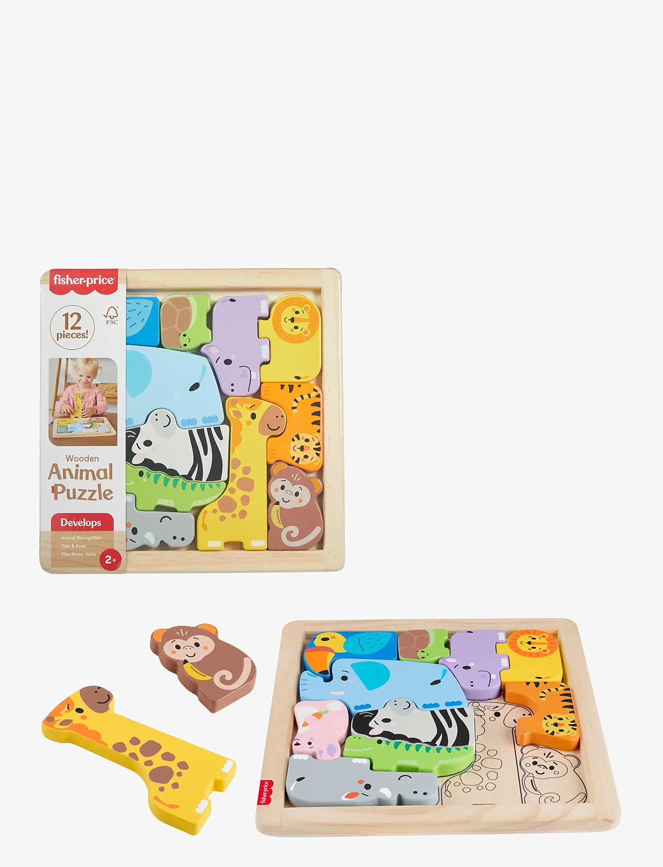 Fisher-Price - WOODEN ANIMAL PUZZLE - träpussel - multi color - 1