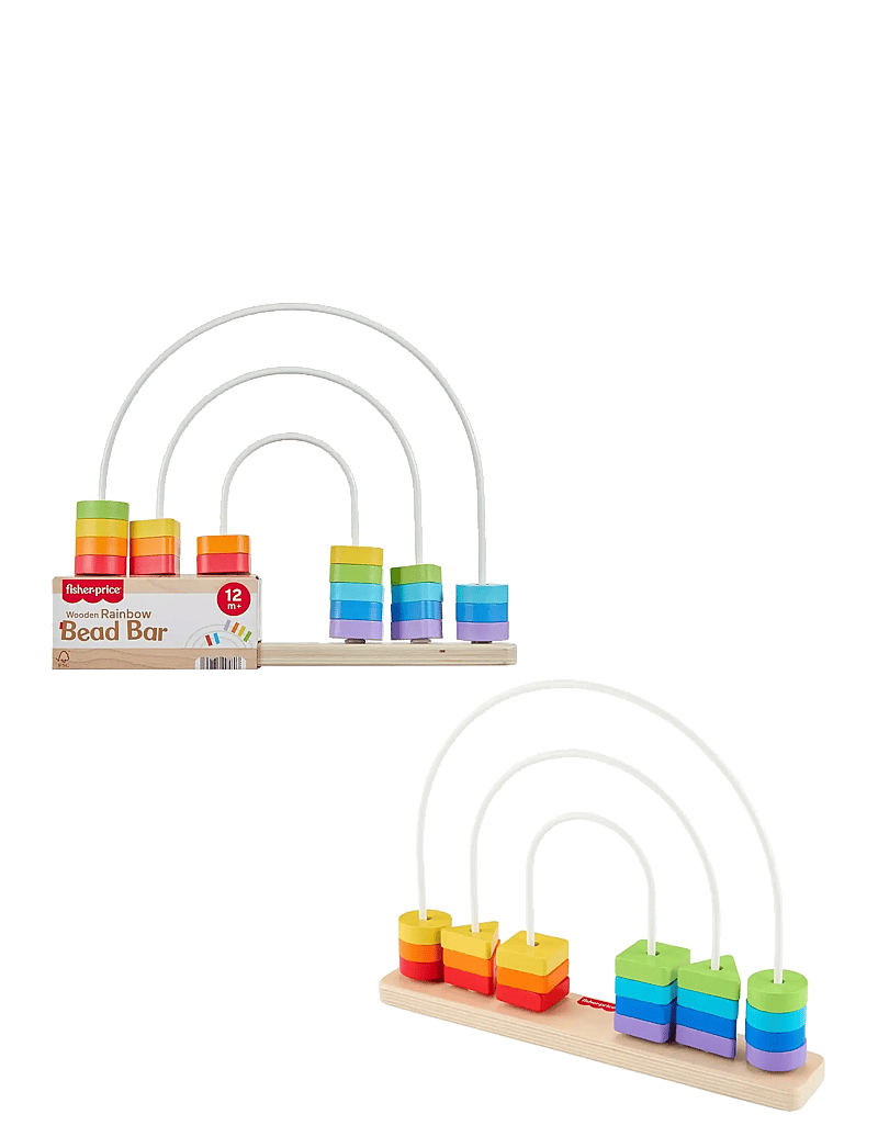 Fisher-Price - Wooden Rainbow Bead Bar Maze, Baby & Toddler Developmental Toy, 1 Wood Piece - stapelklötze - multi color - 1