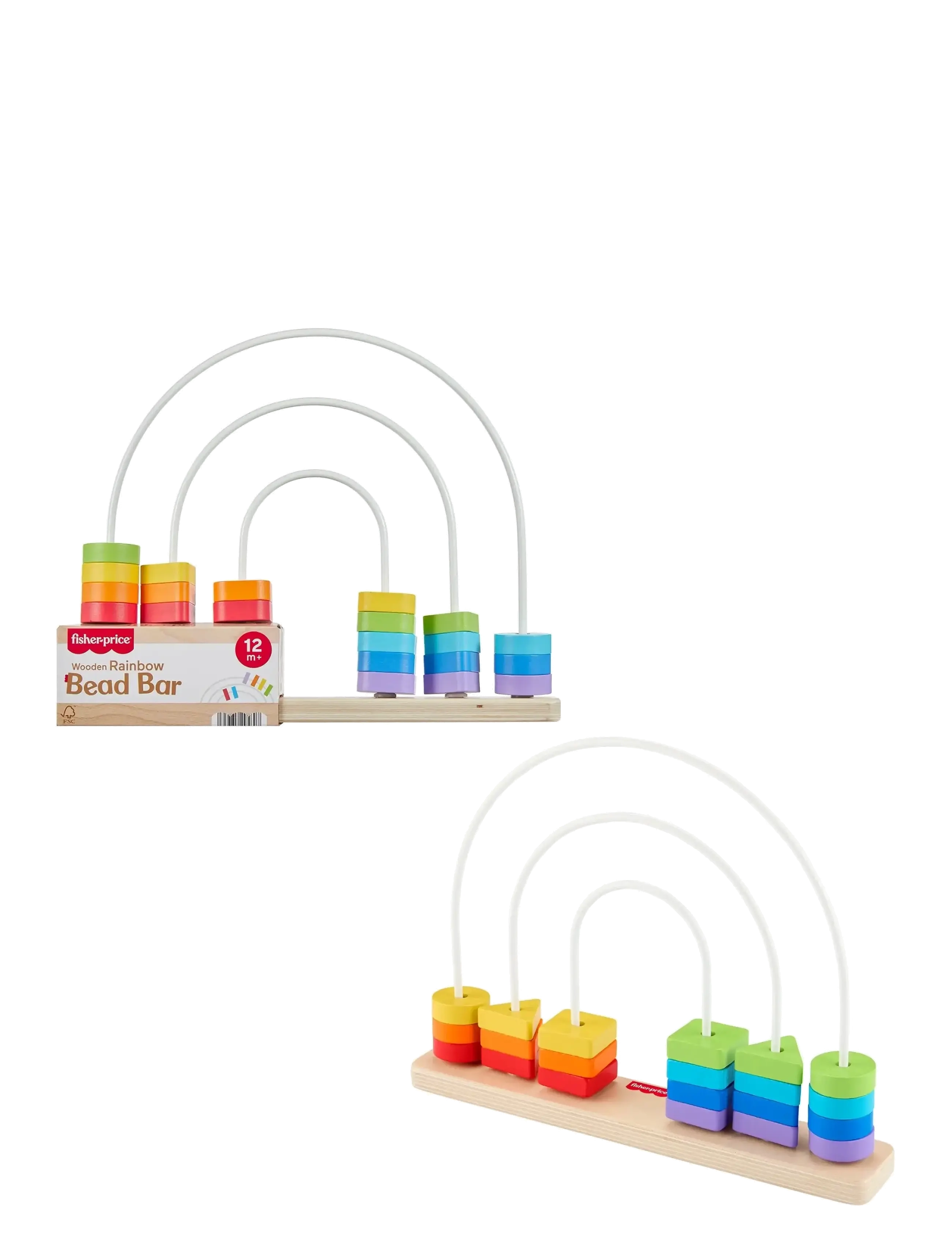Fisher-Price Wooden Rainbow Bead Bar Maze, Baby & Toddler Developmental Toy, 1 Wood Piece - App deal - MULTI COLOR / multi