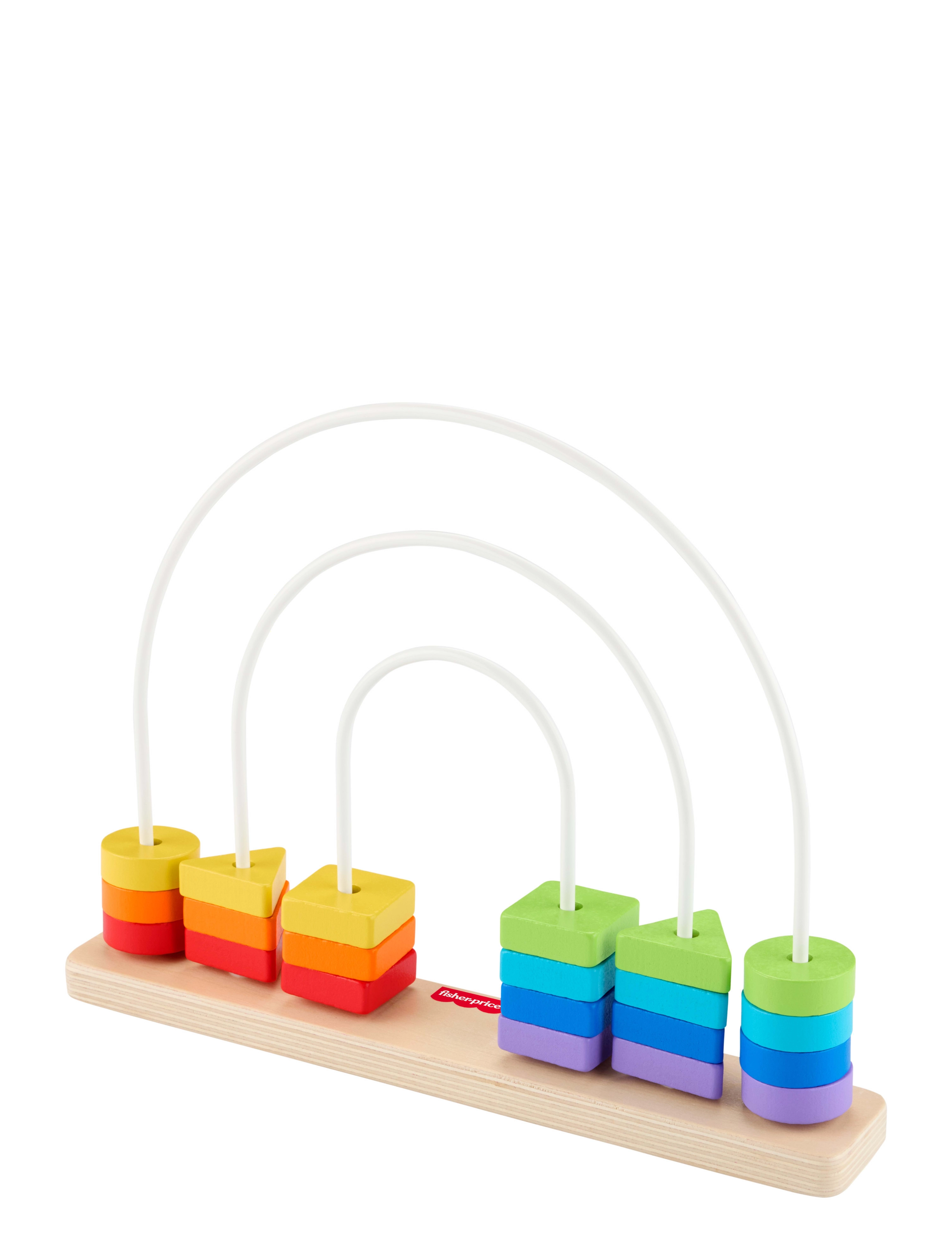 Fisher-Price - Wooden Rainbow Bead Bar Maze, Baby & Toddler Developmental Toy, 1 Wood Piece - alhaisimmat hinnat - multi color - 1