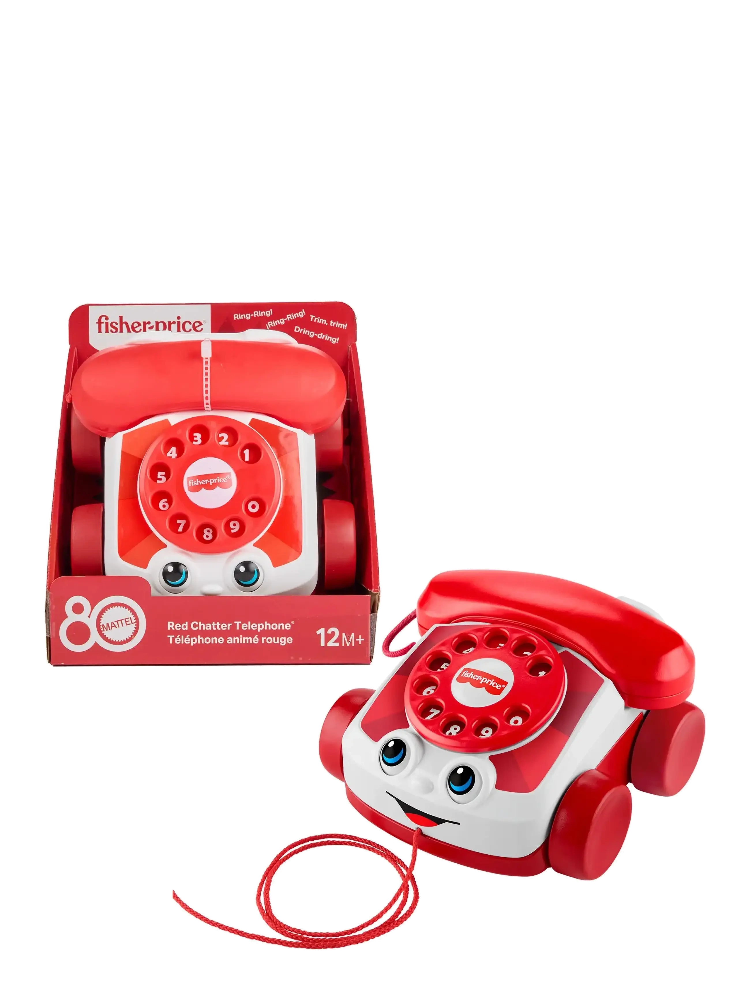 FISHER-Preis Rot Chatter Telephone Baby & Toddler Pull Toy, Mattel 80Th Anniversary Edition Rot - One Size - Kinder