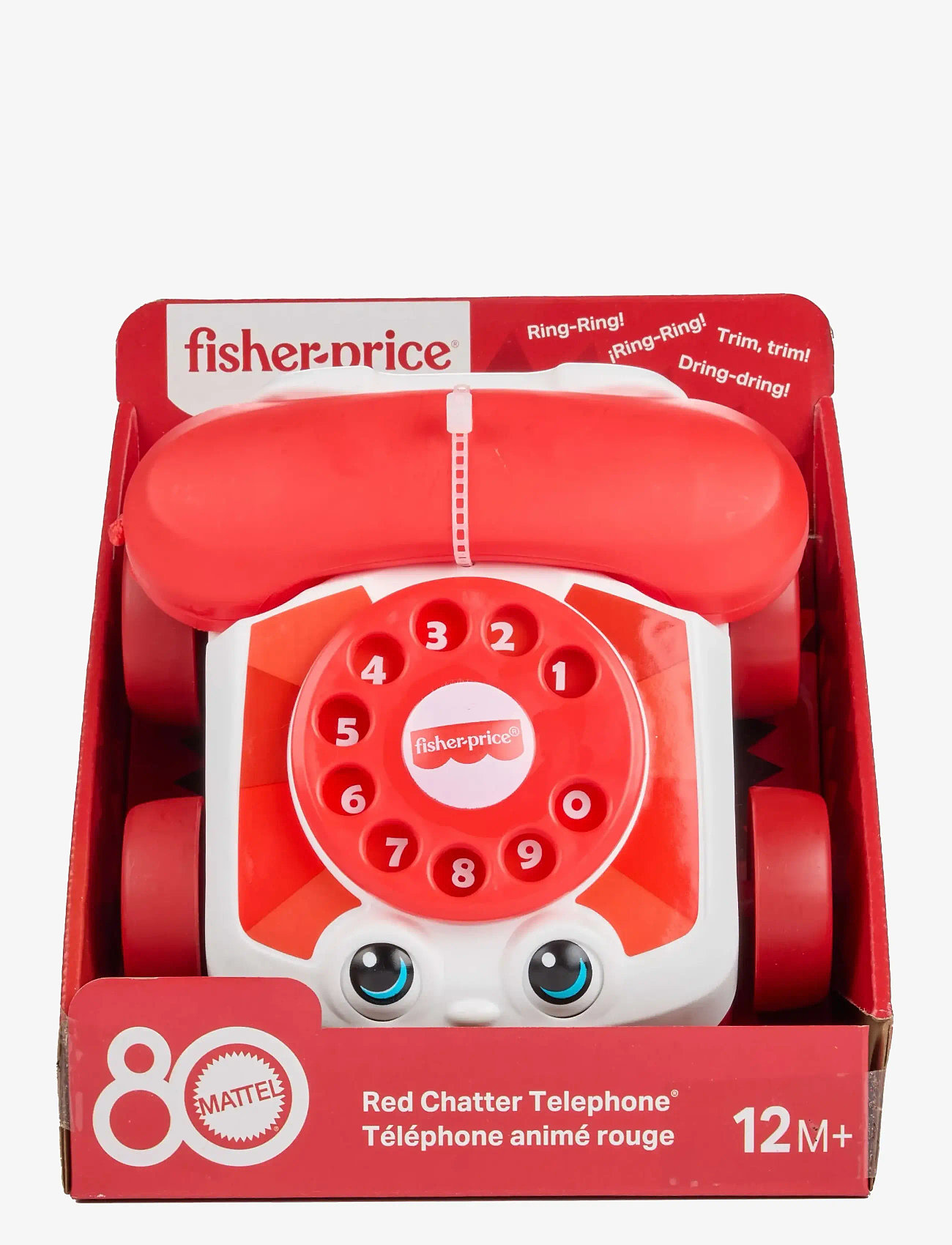 Fisher-Price - Red Chatter Telephone Baby & Toddler Pull Toy, Mattel 80th Anniversary Edition - tõmmatavad mänguasjad - multi color - 4