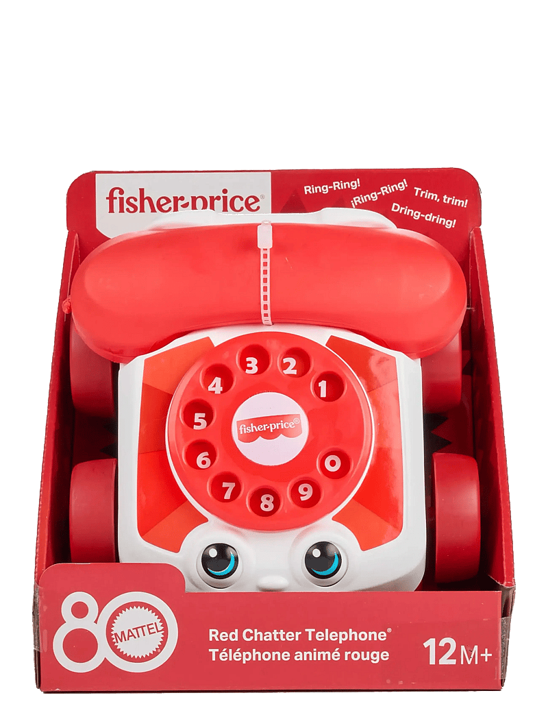 Fisher-Price - Red Chatter Telephone Baby & Toddler Pull Toy, Mattel 80th Anniversary Edition - tõmmatavad mänguasjad - multi color - 4