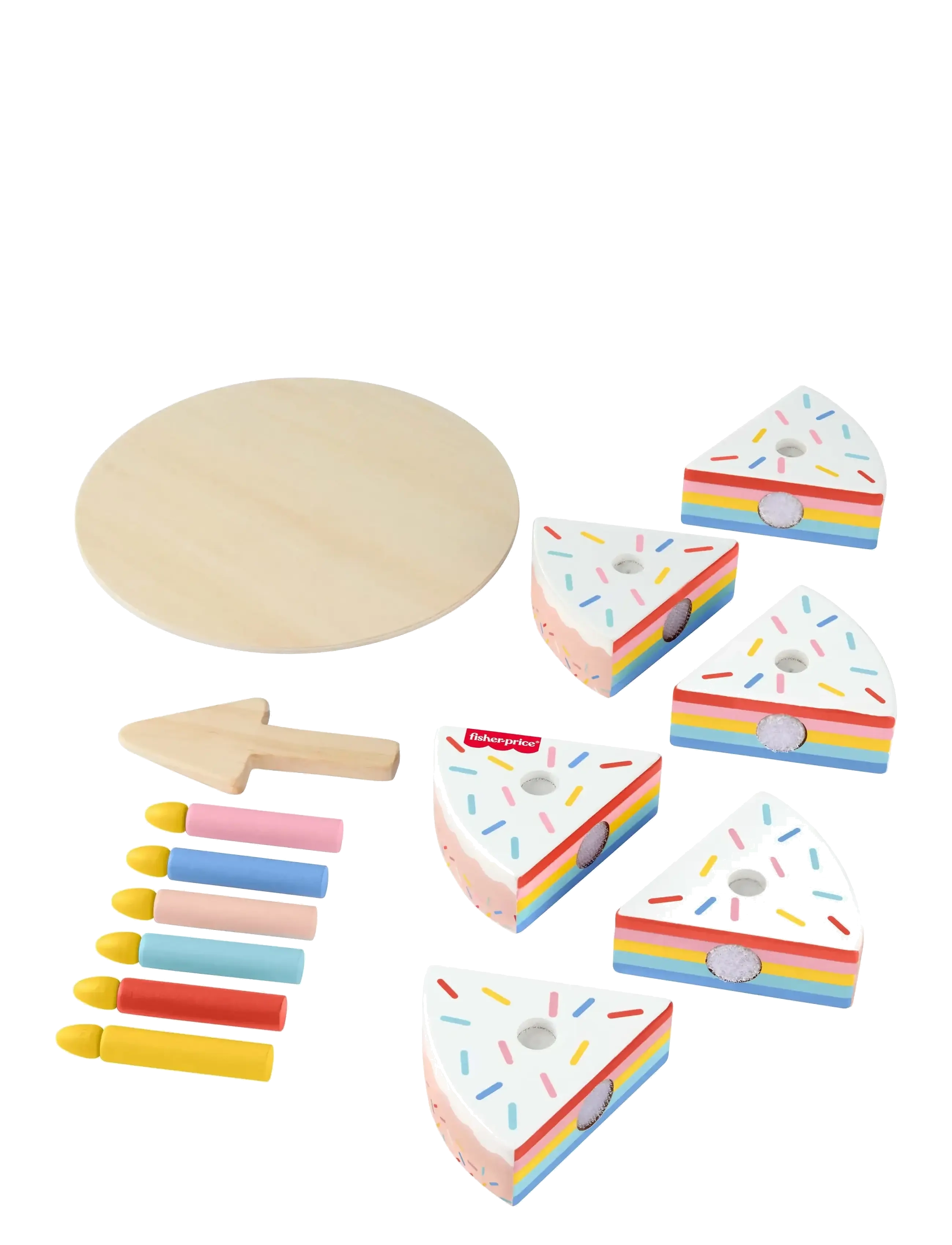 Fisher-Price - Wooden Cake, Pretend Food Decorating Set for Preschool Kids, 14 Wood Pieces - partybedarf - multi color - 3