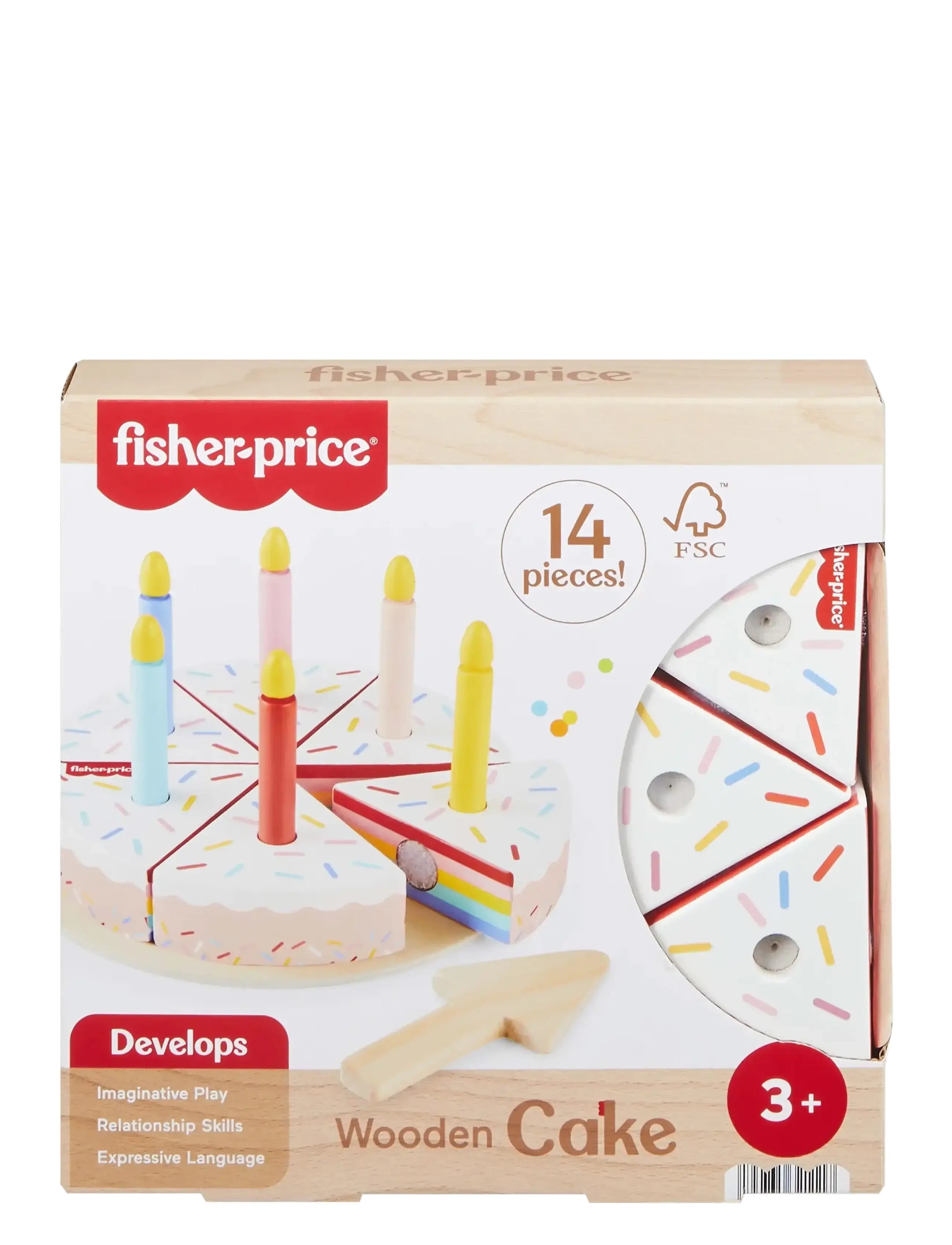 Fisher-Price - Wooden Cake, Pretend Food Decorating Set for Preschool Kids, 14 Wood Pieces - partybedarf - multi color - 5