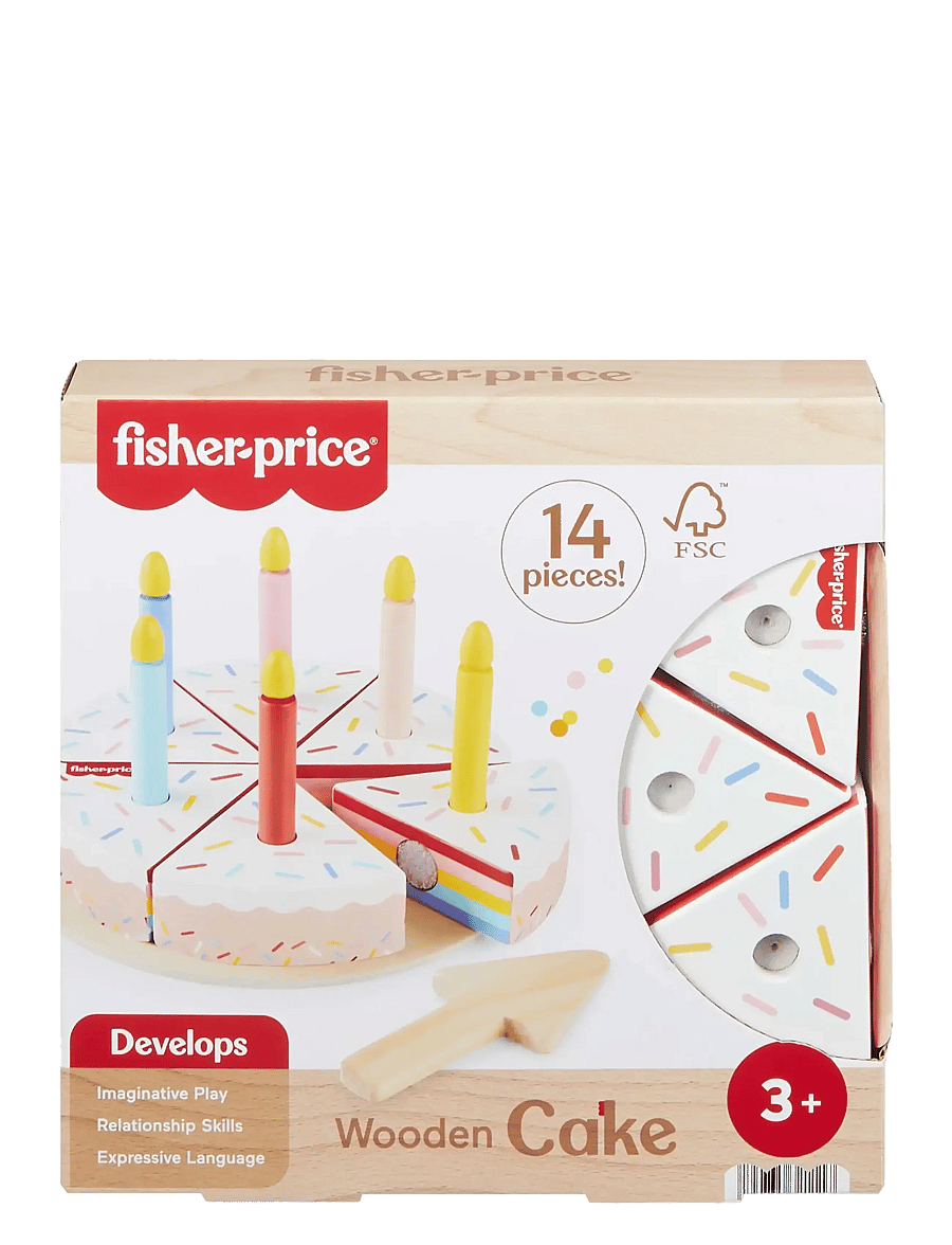 Fisher-Price - Wooden Cake, Pretend Food Decorating Set for Preschool Kids, 14 Wood Pieces - partybedarf - multi color - 5