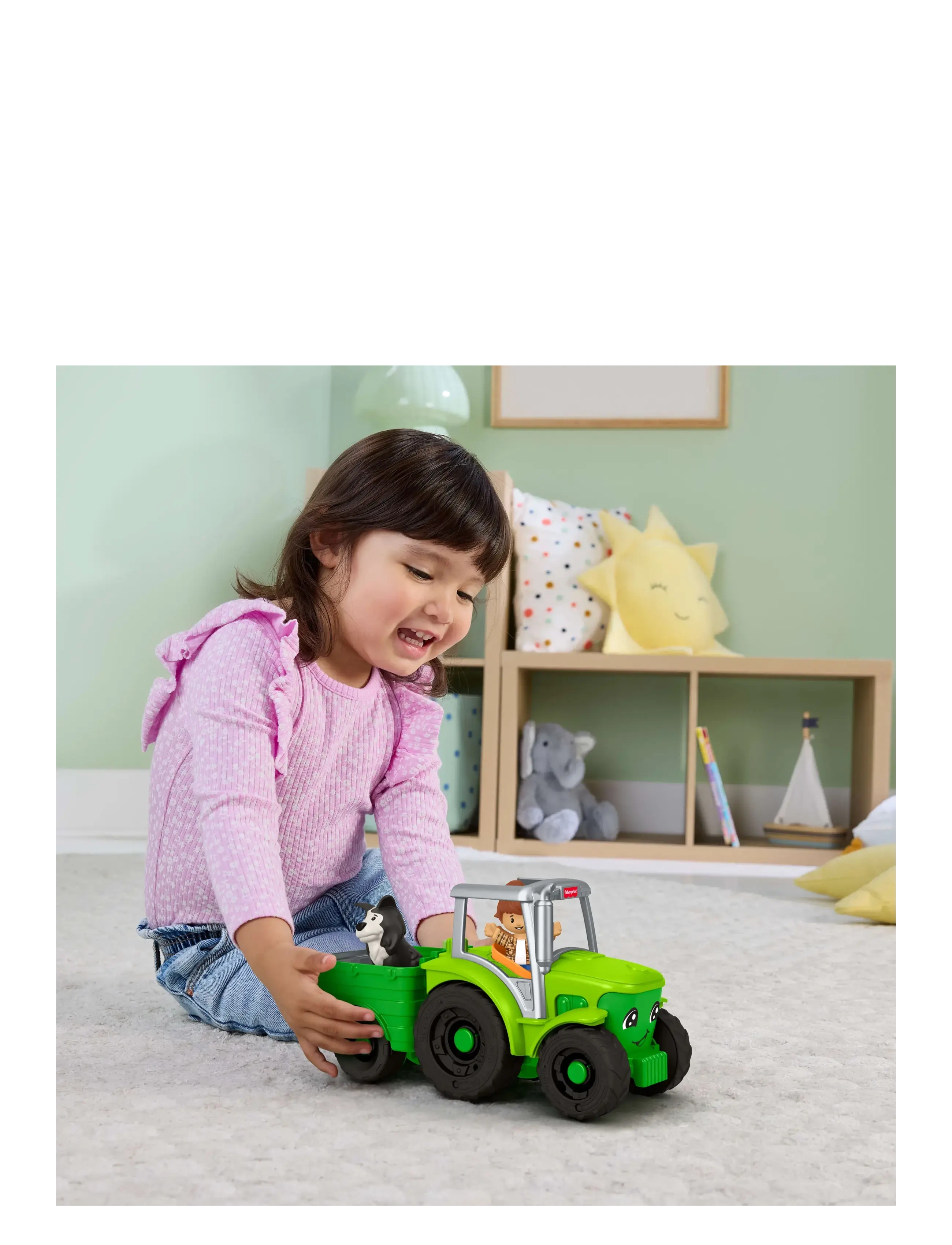 Fisher-Price - Little People Push & Play Tractor, Musical Toy Farm Vehicle & 2 Figures for Toddlers - traktorer - multi color - 5