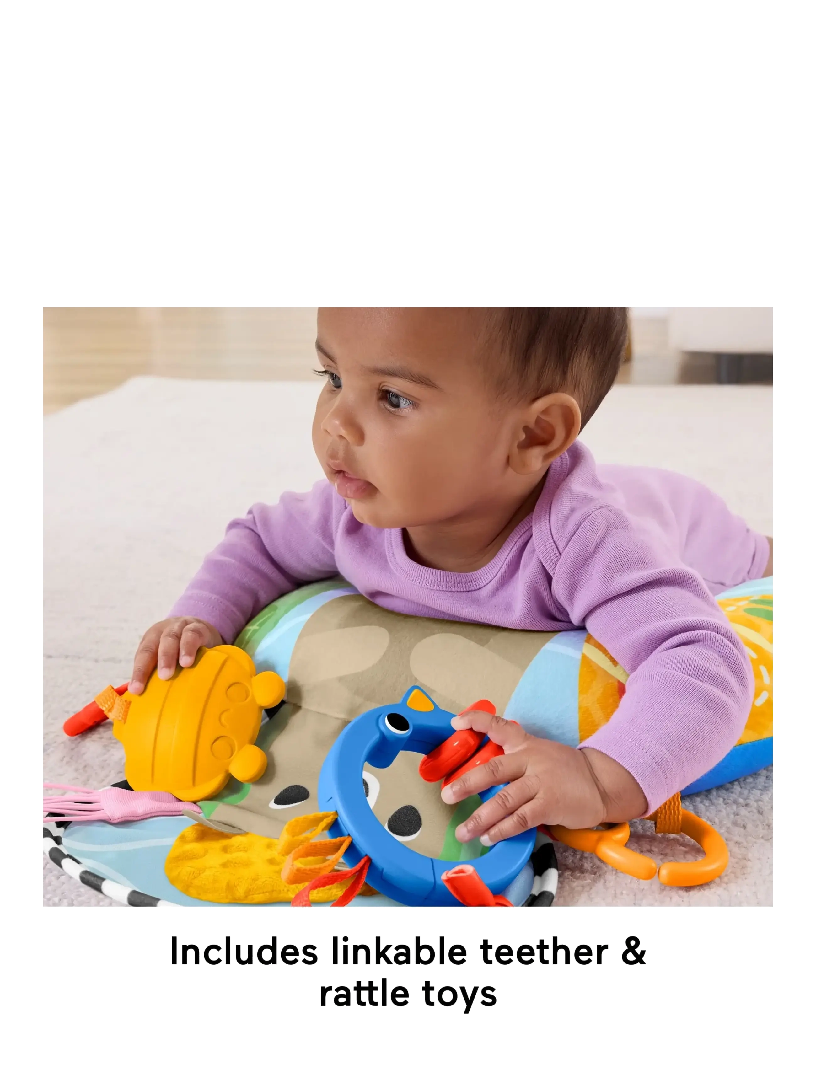 Fisher-Price - Sensory Adventures Tummy Wedge Newborn Support with Teether & Rattle Baby Toys - activity gyms & play mats - multicolor - 5