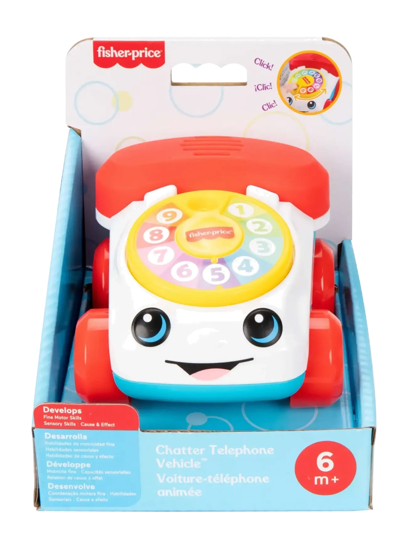 Fisher-Price - Chatter Telephone Vehicle Push-Along Toy with Sounds for Baby & Toddler - ziehspielzeug - multicolor - 5