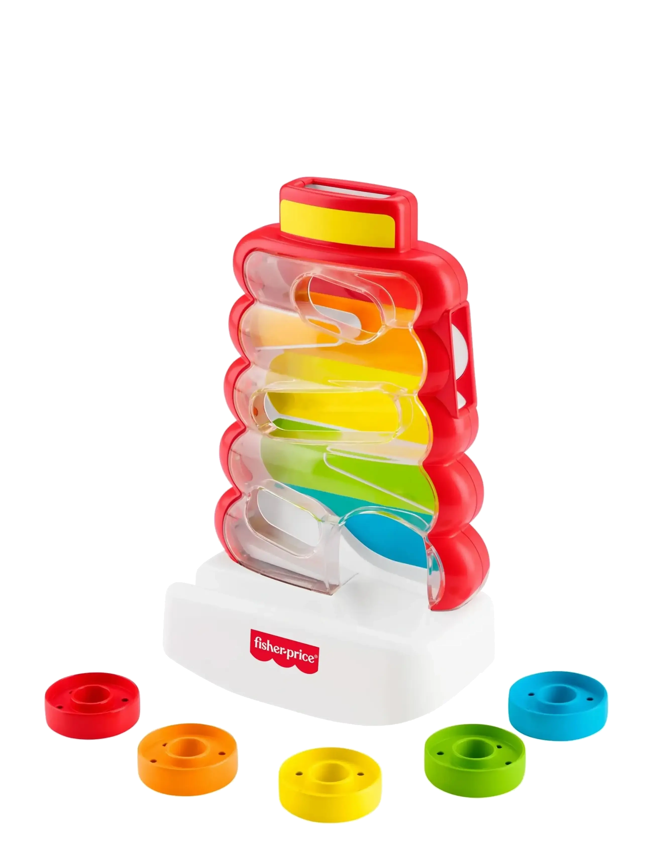 Fisher-Price Drop Through Rock-A-Stack Baby & Toddler Developmental Activity Toy, 5 Coins, One Size, Multi/patterned, Legetøj > Motor Skills Legetøj,