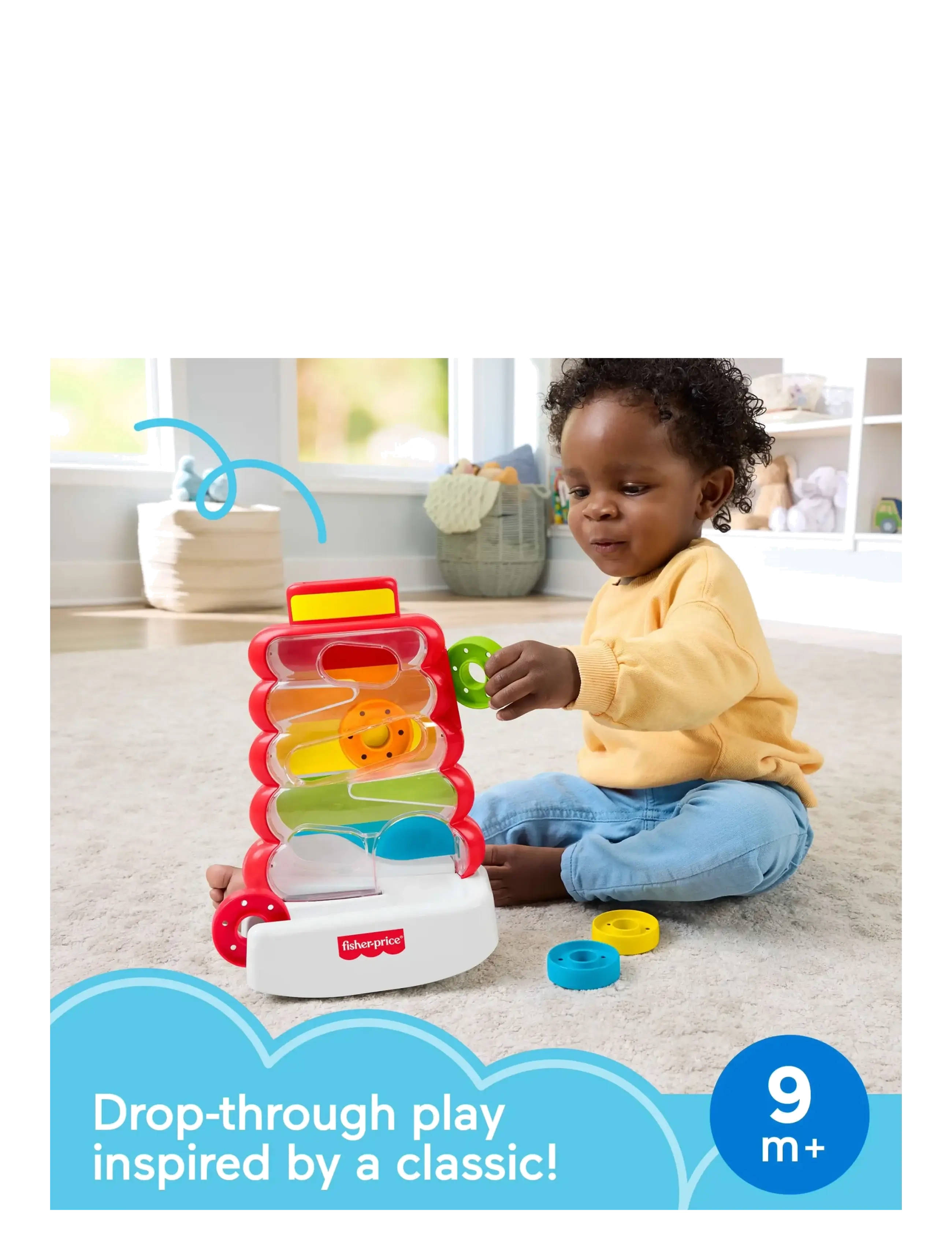 Fisher-Price - Drop Through Rock-a-Stack Baby & Toddler Developmental Activity Toy, 5 Coins - motoriklegetøj - multicolor - 4