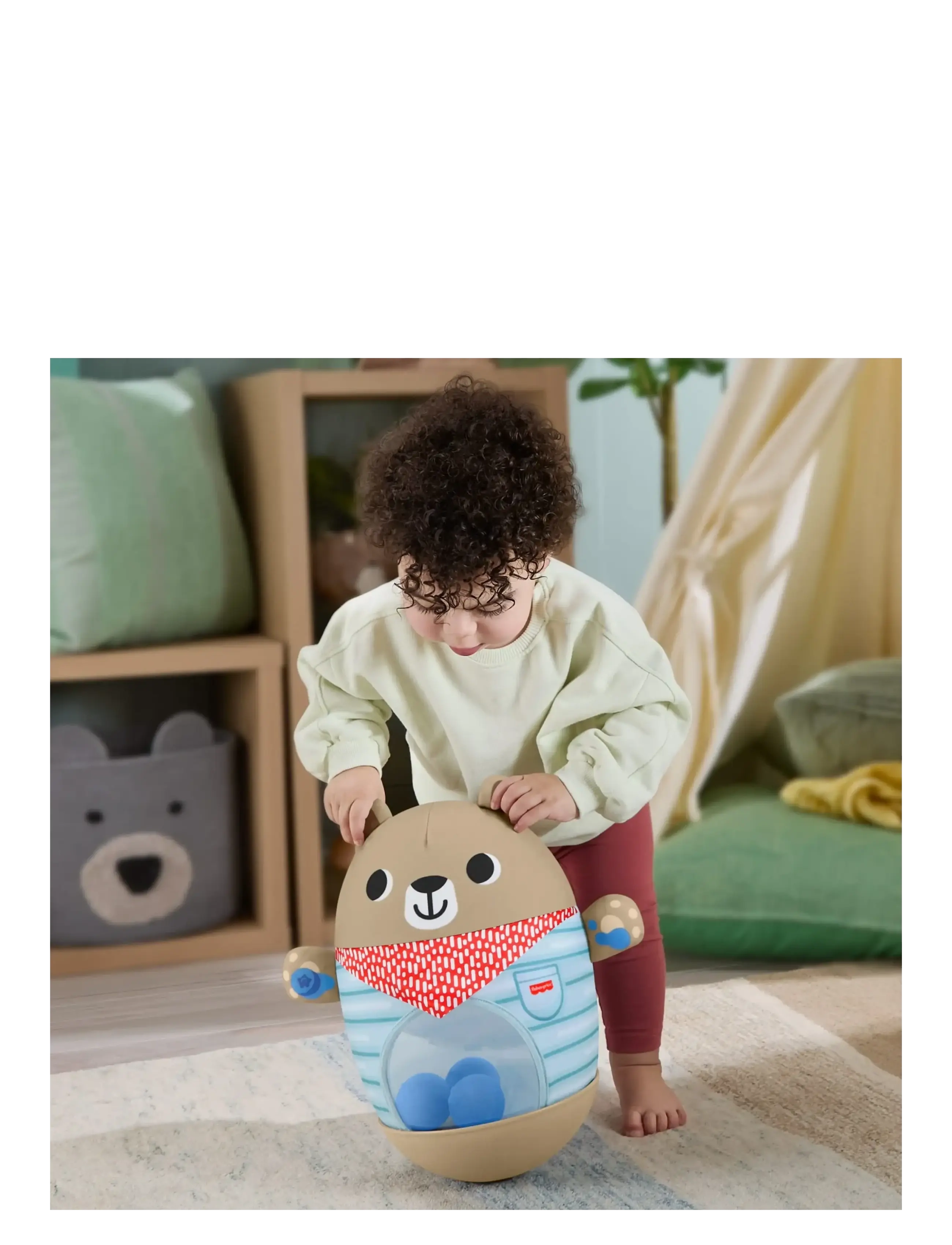 Fisher-Price - Friendship Forest Bat & Wobble Inflatable Bear Roly-Poly Activity Toy for Baby - pliušiniai gyvūnai - multicolor - 3