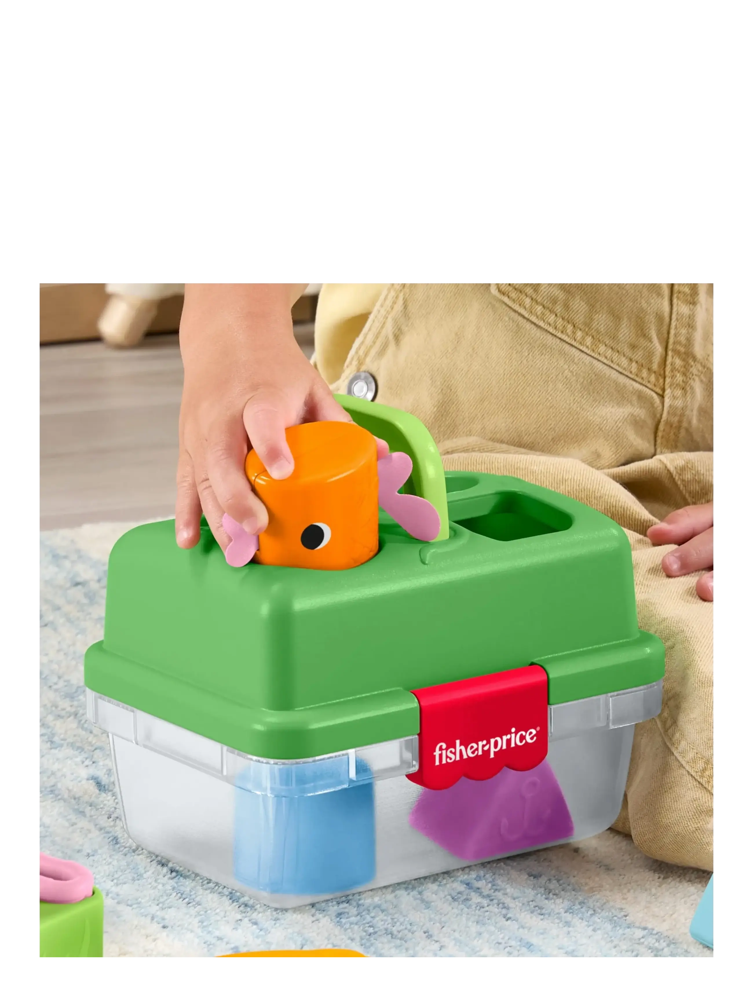 Fisher-Price - Friendship Forest Sort & Store Tackle Box Baby Toy with 6 Shape Blocks & Fishing Net - putteboks - multicolor - 3