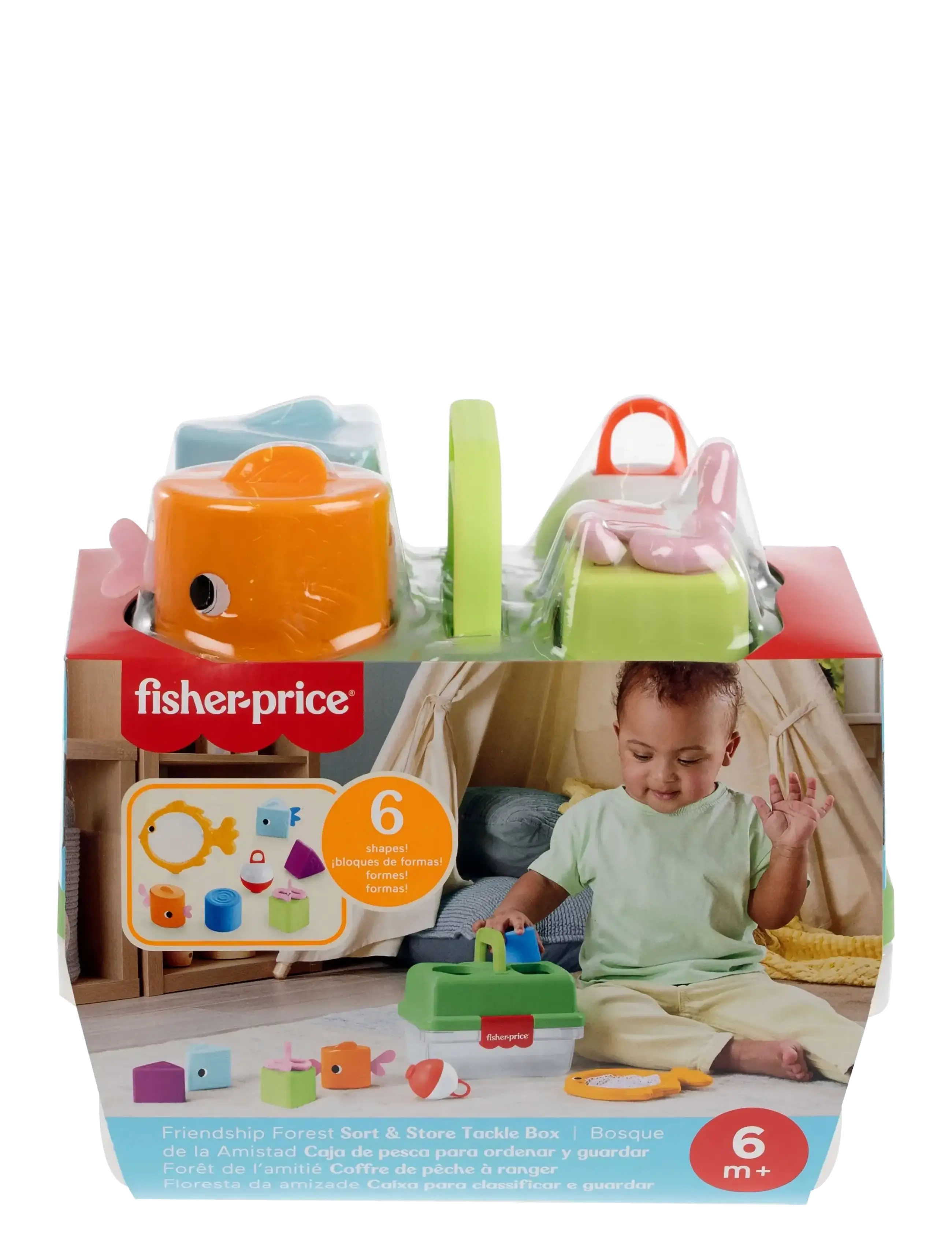 Fisher-Price - Friendship Forest Sort & Store Tackle Box Baby Toy with 6 Shape Blocks & Fishing Net - geschenke unter 30€ - multicolor - 5