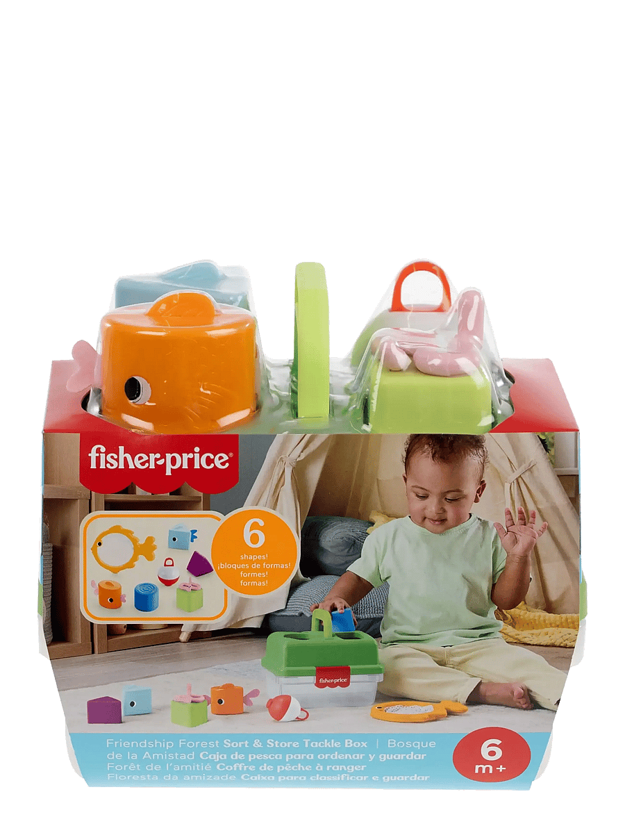 Fisher-Price - Friendship Forest Sort & Store Tackle Box Baby Toy with 6 Shape Blocks & Fishing Net - geschenke unter 30€ - multicolor - 5