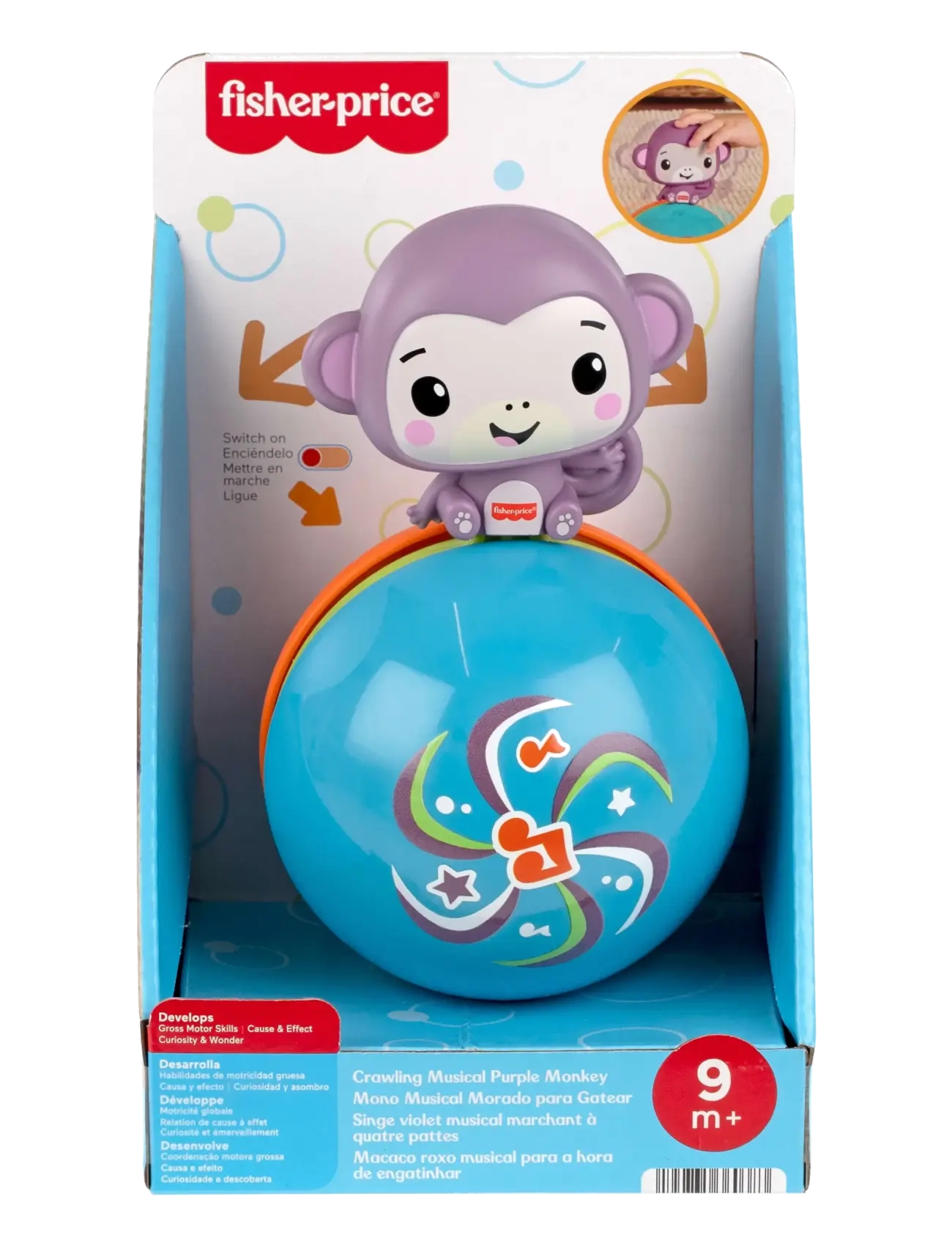 Fisher-Price - Fisher-Price Crawling Musical Purple Monkey - motoriklegetøj - multicolor - 2