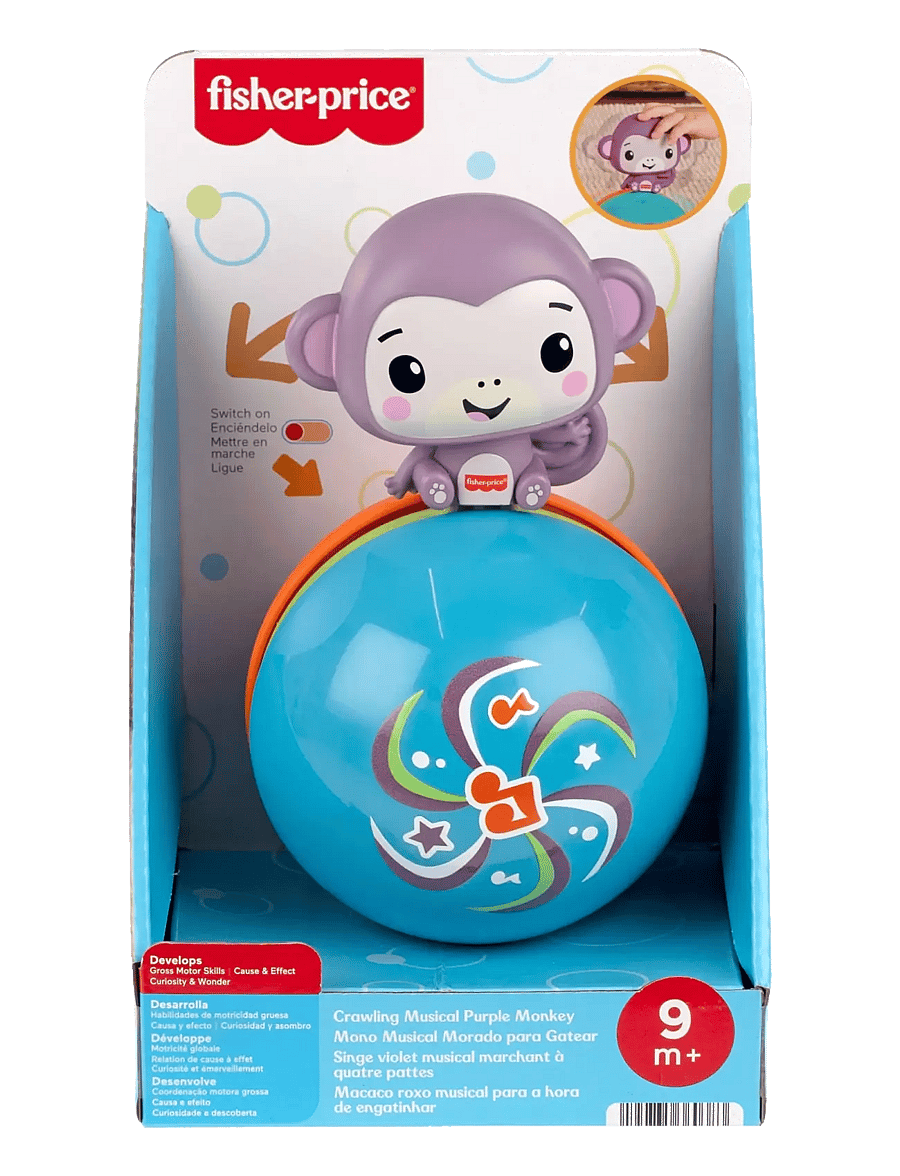 Fisher-Price - Fisher-Price Crawling Musical Purple Monkey - motoriklegetøj - multicolor - 2
