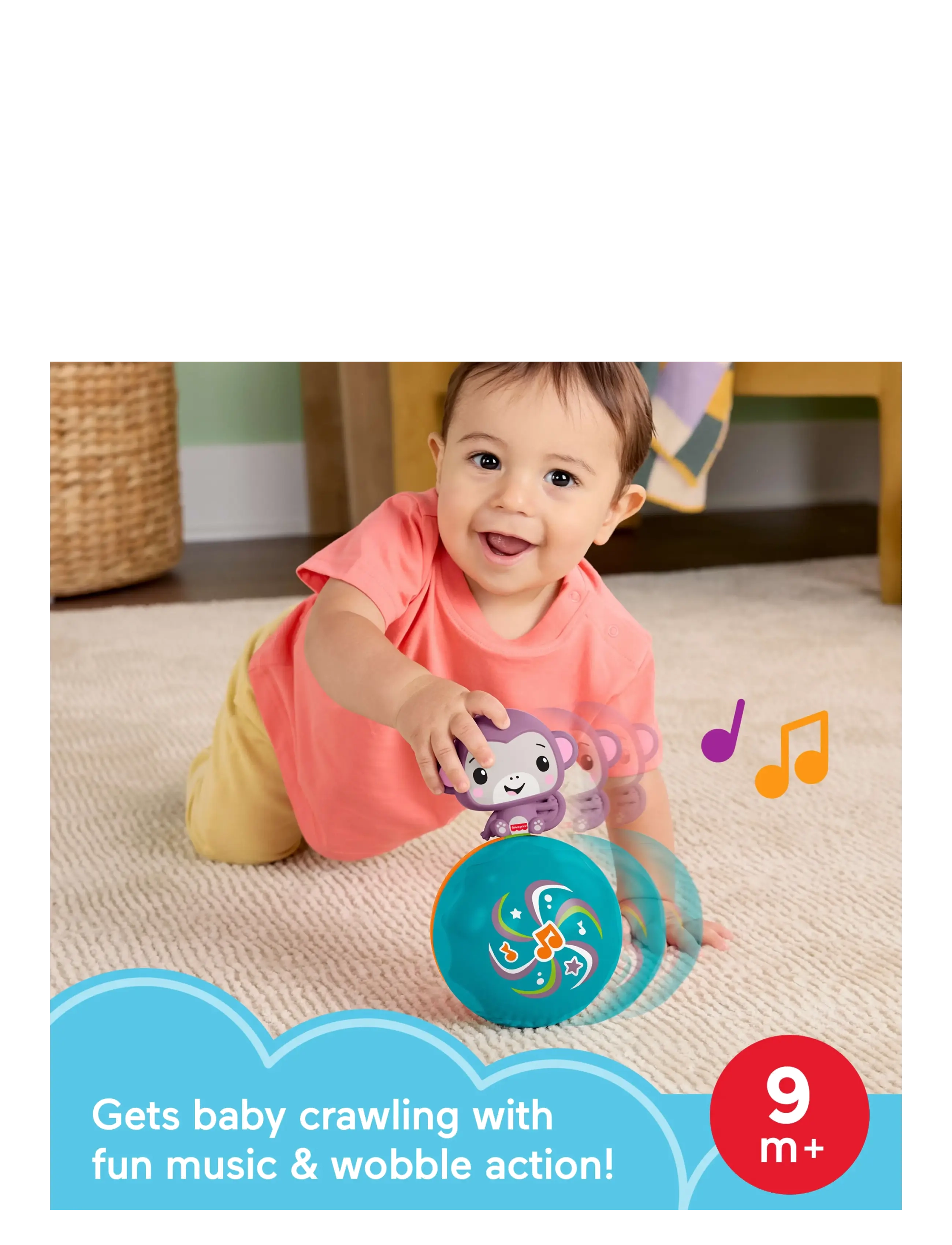 Fisher-Price - Fisher-Price Crawling Musical Purple Monkey - motoriklegetøj - multicolor - 4