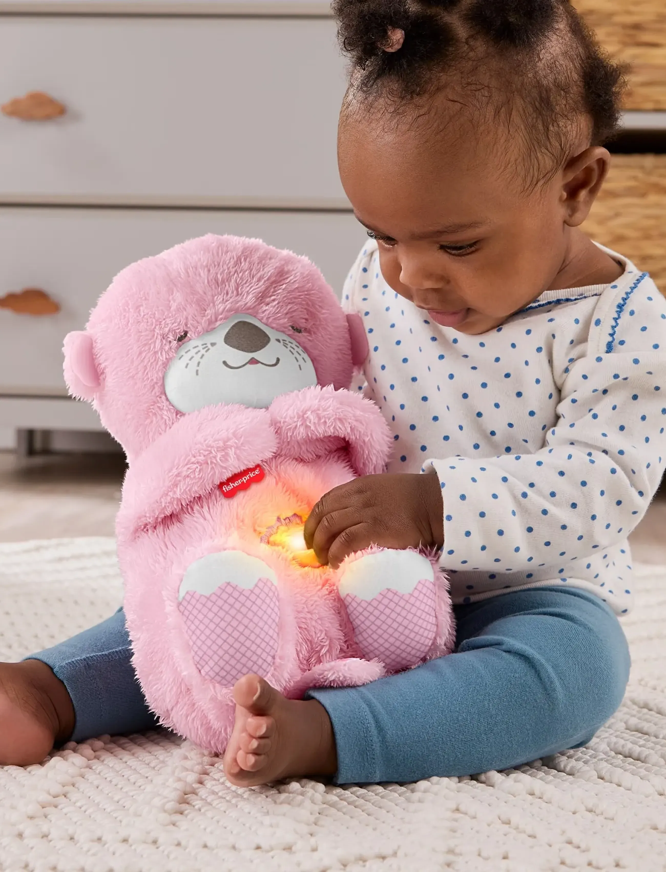 Fisher-Price Soothe 'N Snuggle Otter, Pink Plush Baby Toy, Sound Machine With Breathing Motion, One Size, Pink, Baby Legetøj > Musical Plush Legetøj,