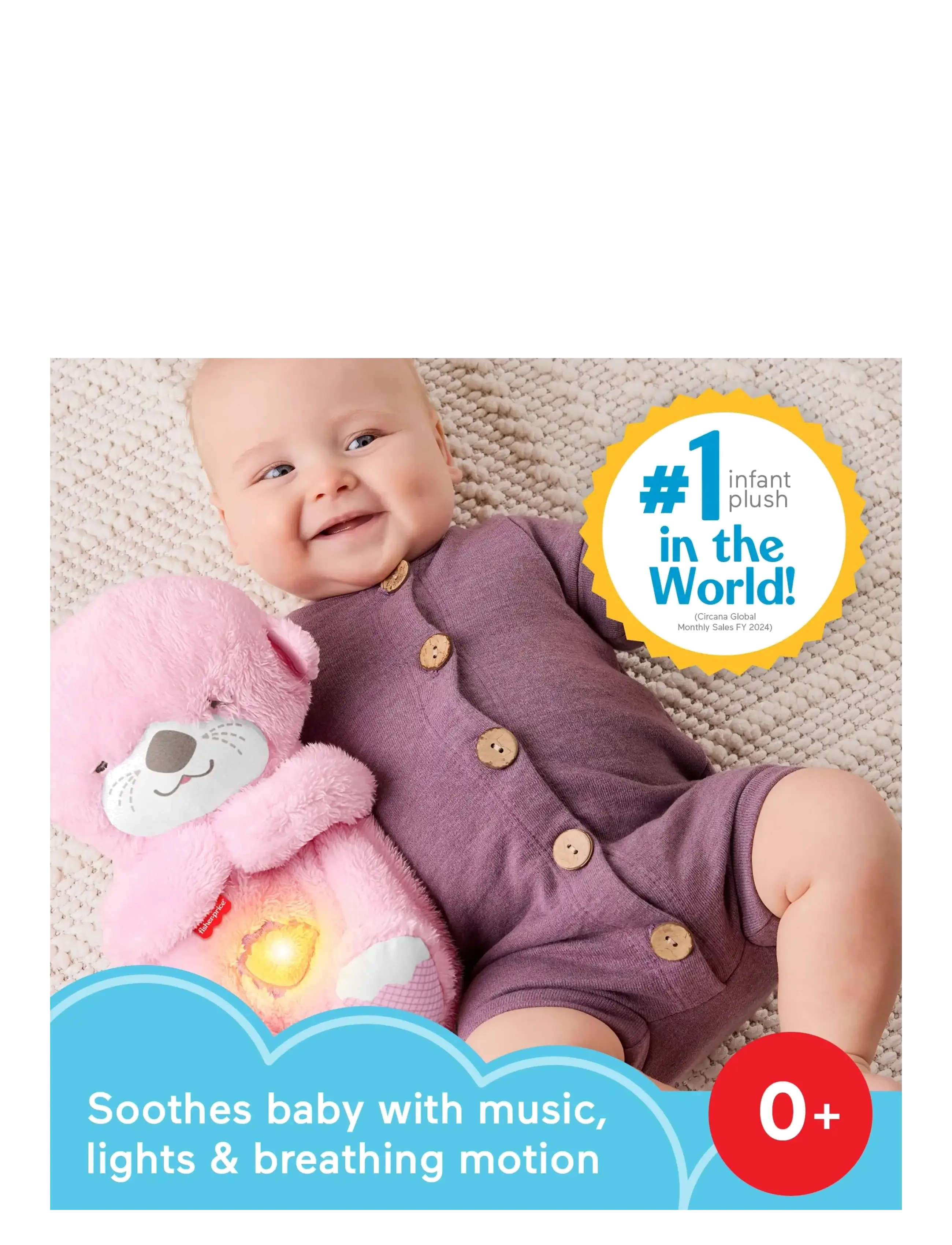 Fisher-Price - Soothe 'n Snuggle Otter, Pink Plush Baby Toy, Sound Machine with Breathing Motion - jouet musical en peluche  - multicolor - 4