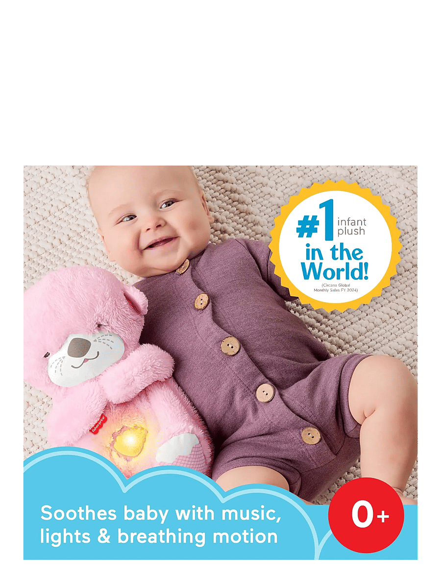 Fisher-Price - Soothe 'n Snuggle Otter, Pink Plush Baby Toy, Sound Machine with Breathing Motion - jouet musical en peluche - multicolor - 4