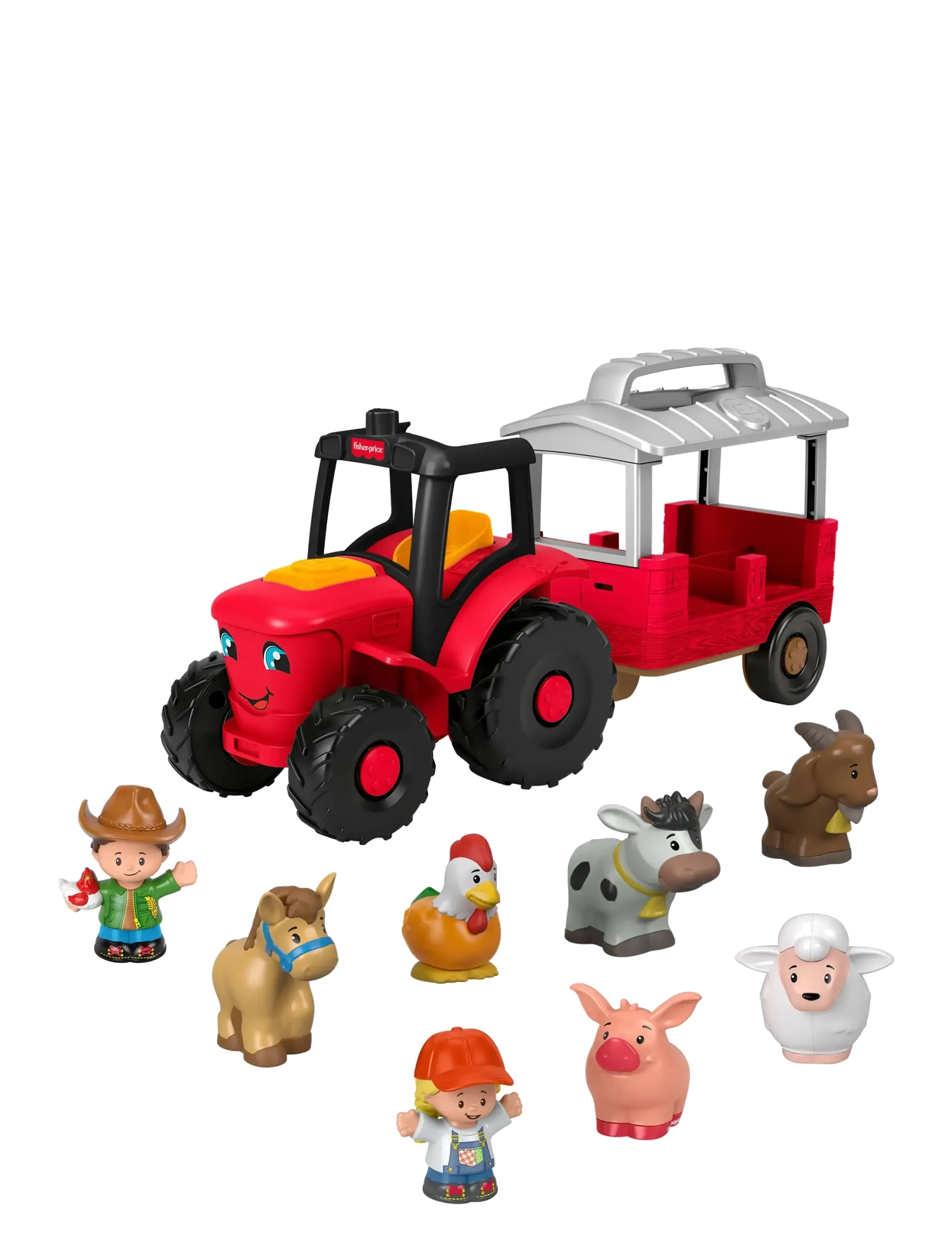 Fisher-Price Little People Caring for Animals Tractor Gift Set, Musical Farm Truck with Figures - 4 for 3 - MULTICOLOR / red