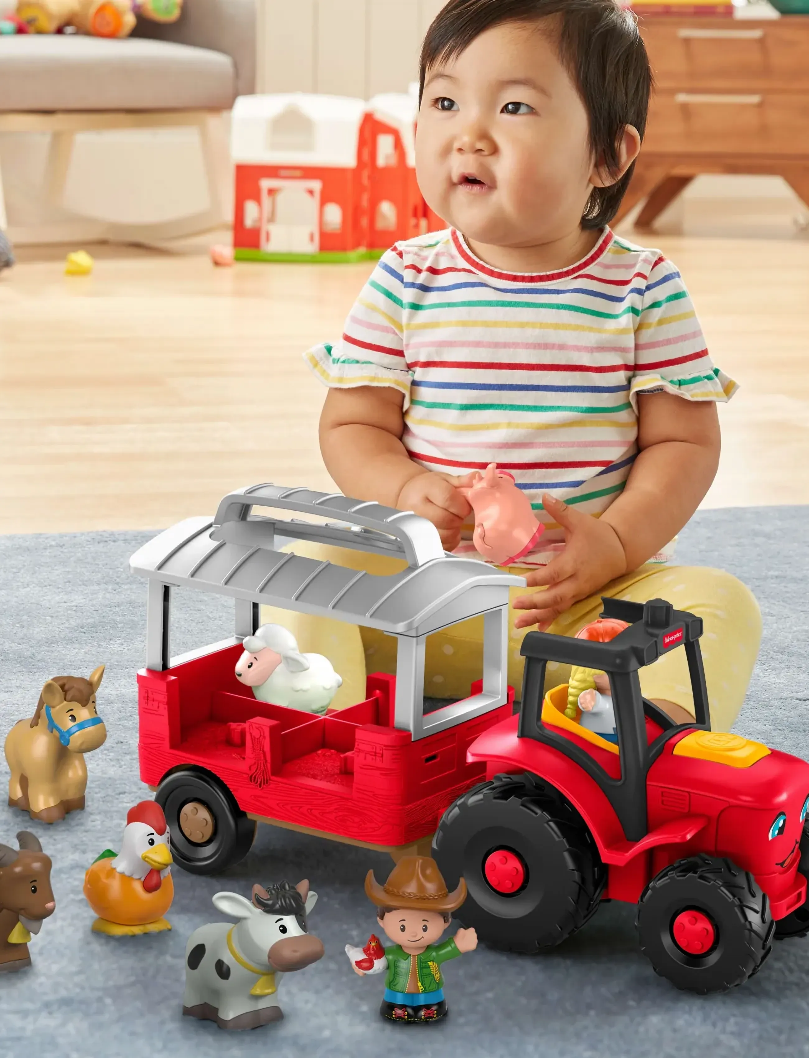 Fisher-Price - Little People Caring for Animals Tractor Gift Set, Musical Farm Truck with Figures - multicolor - 4