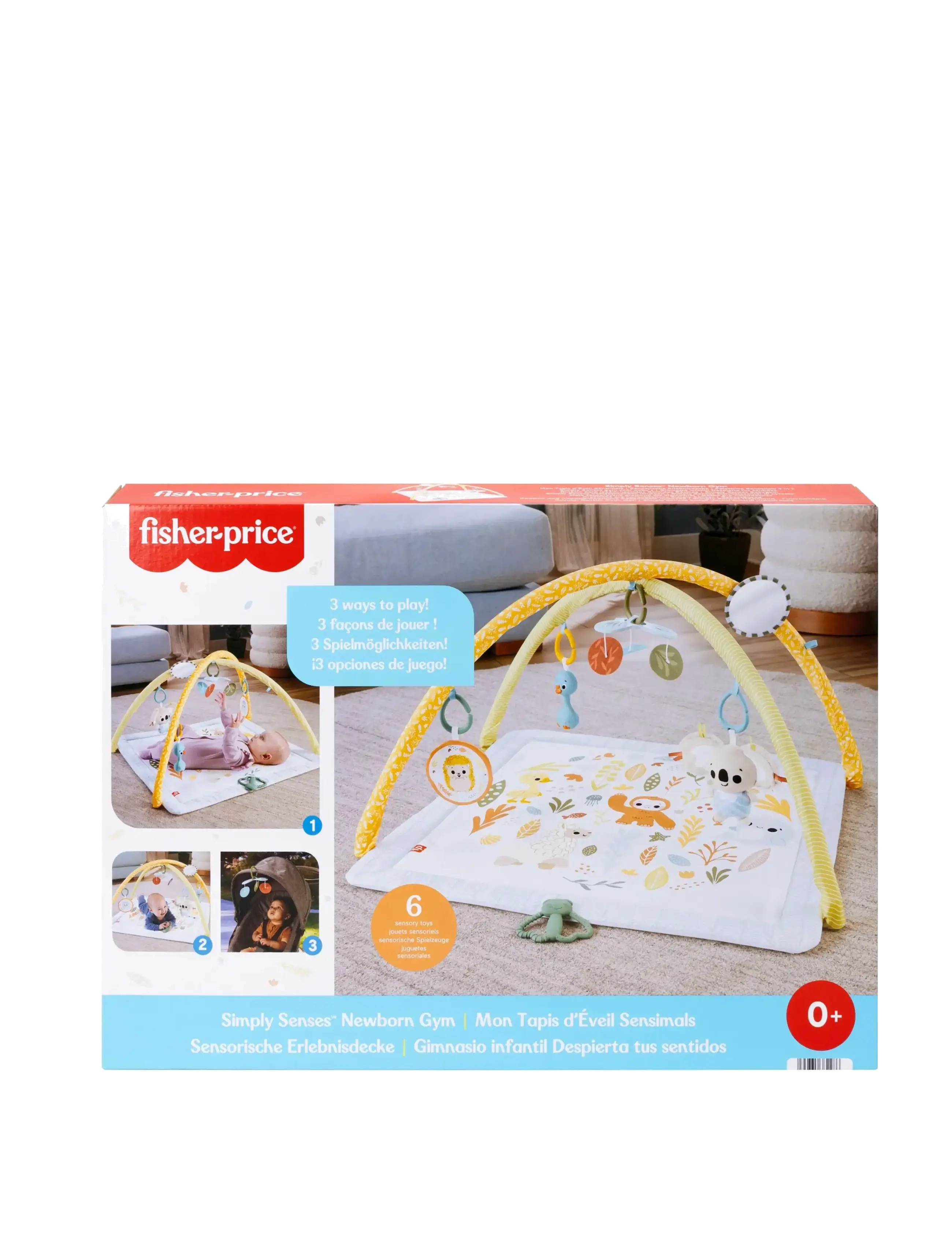 Fisher-Price - Simply Senses Newborn Gym Baby Activity Mat with 6 Sensory Toys - multi color - 1