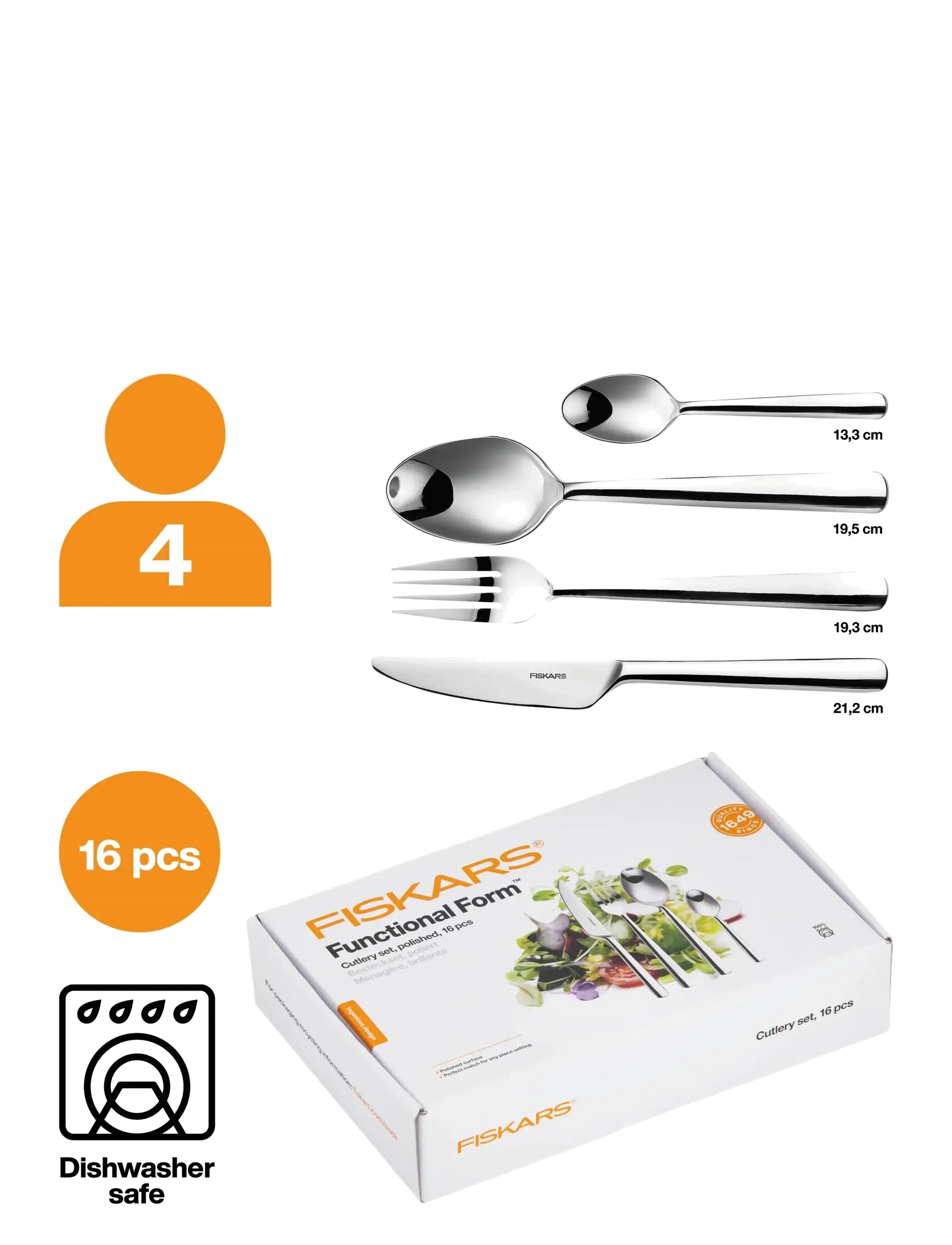 Fiskars - FF Cutlery set 16pcs mirror - silver - 2