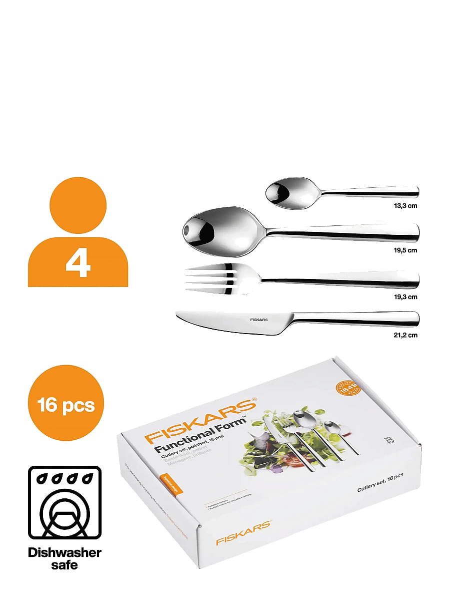 Fiskars - FF Cutlery set 16pcs mirror - söögiriistakomplektid - silver - 2