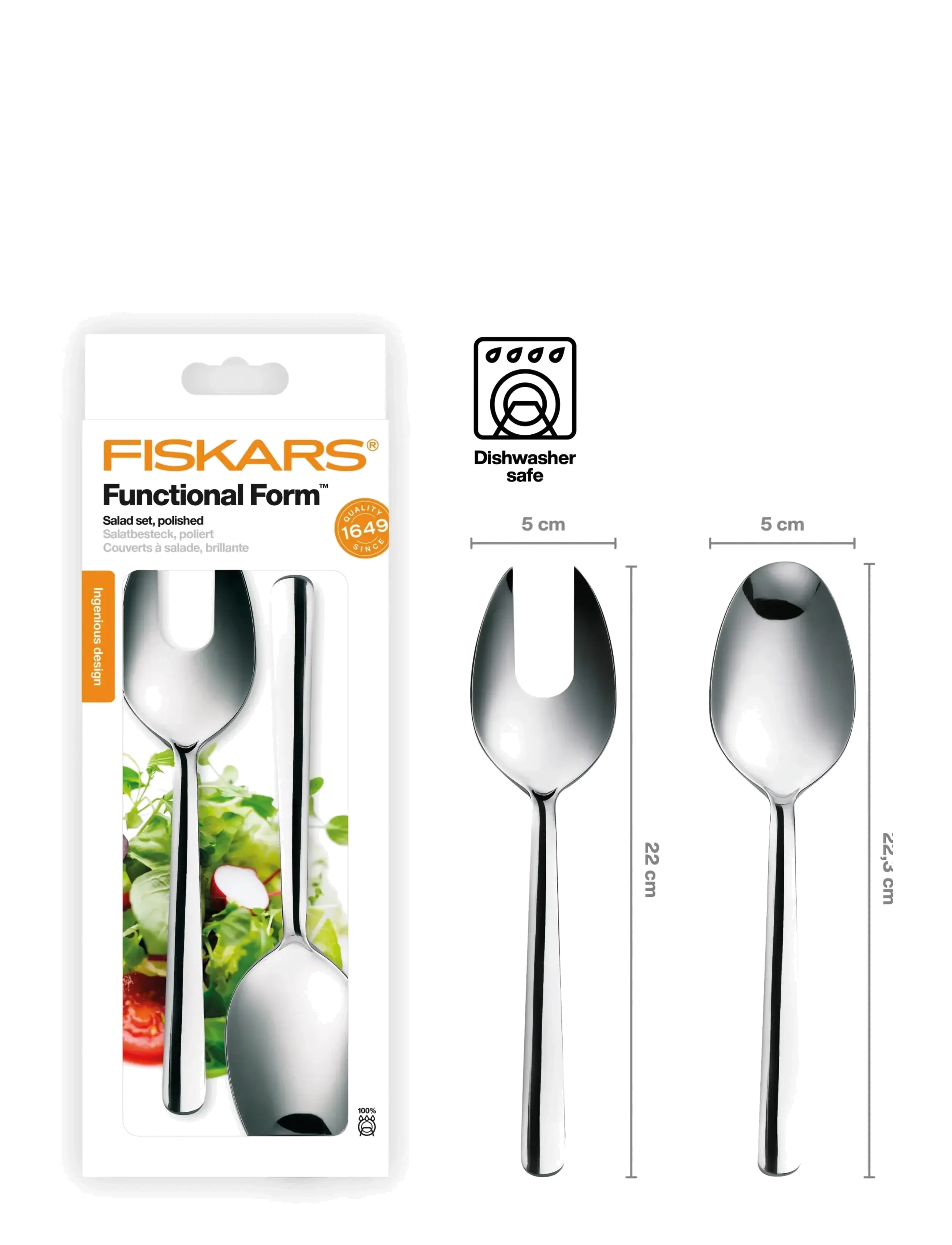 Fiskars - FF salad set mirror 2pcs - salatbesteck - silver - 2