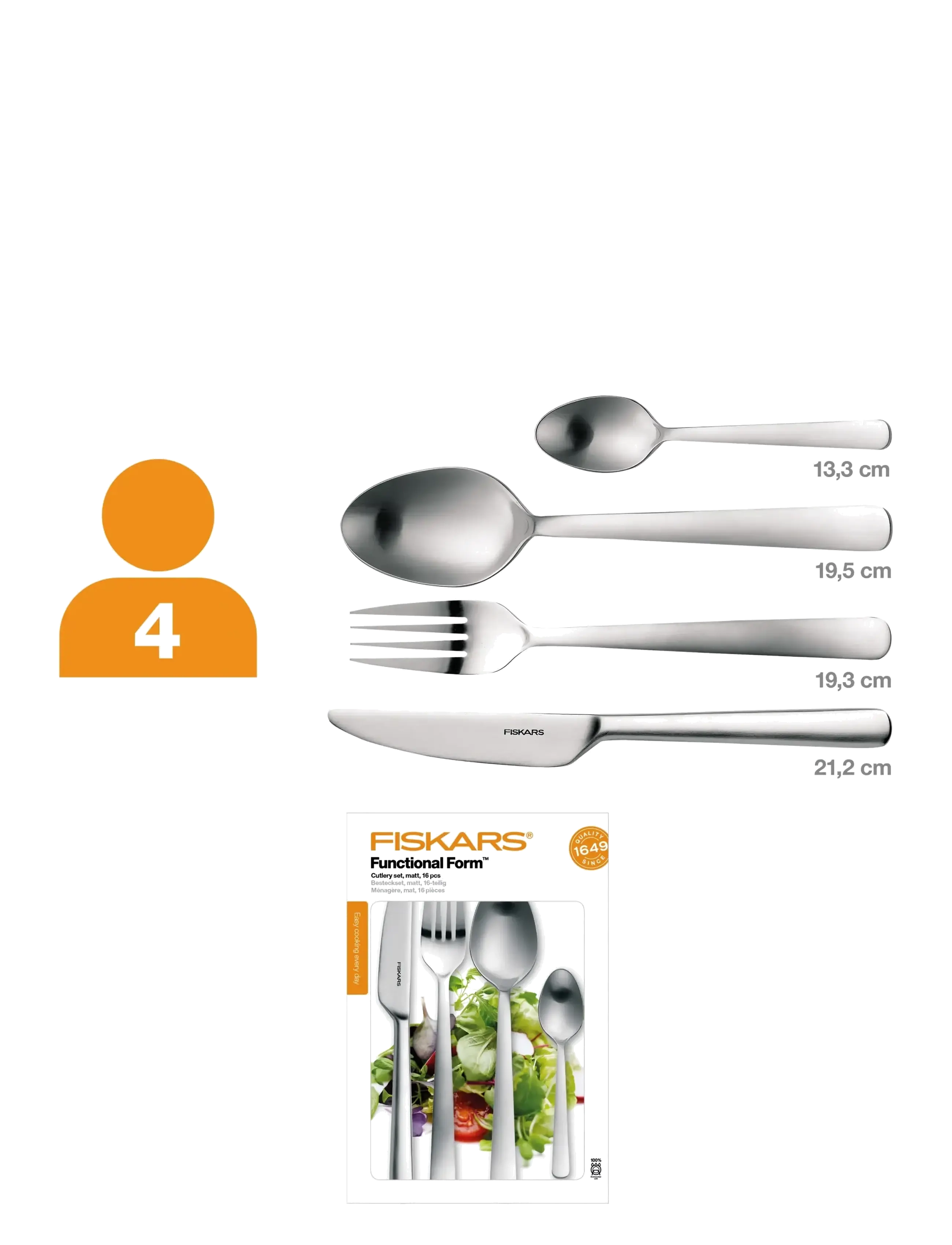 Fiskars - FF bestiksæt, 16 dele, i gaveæske, mat - bestiksæt - matt - 2