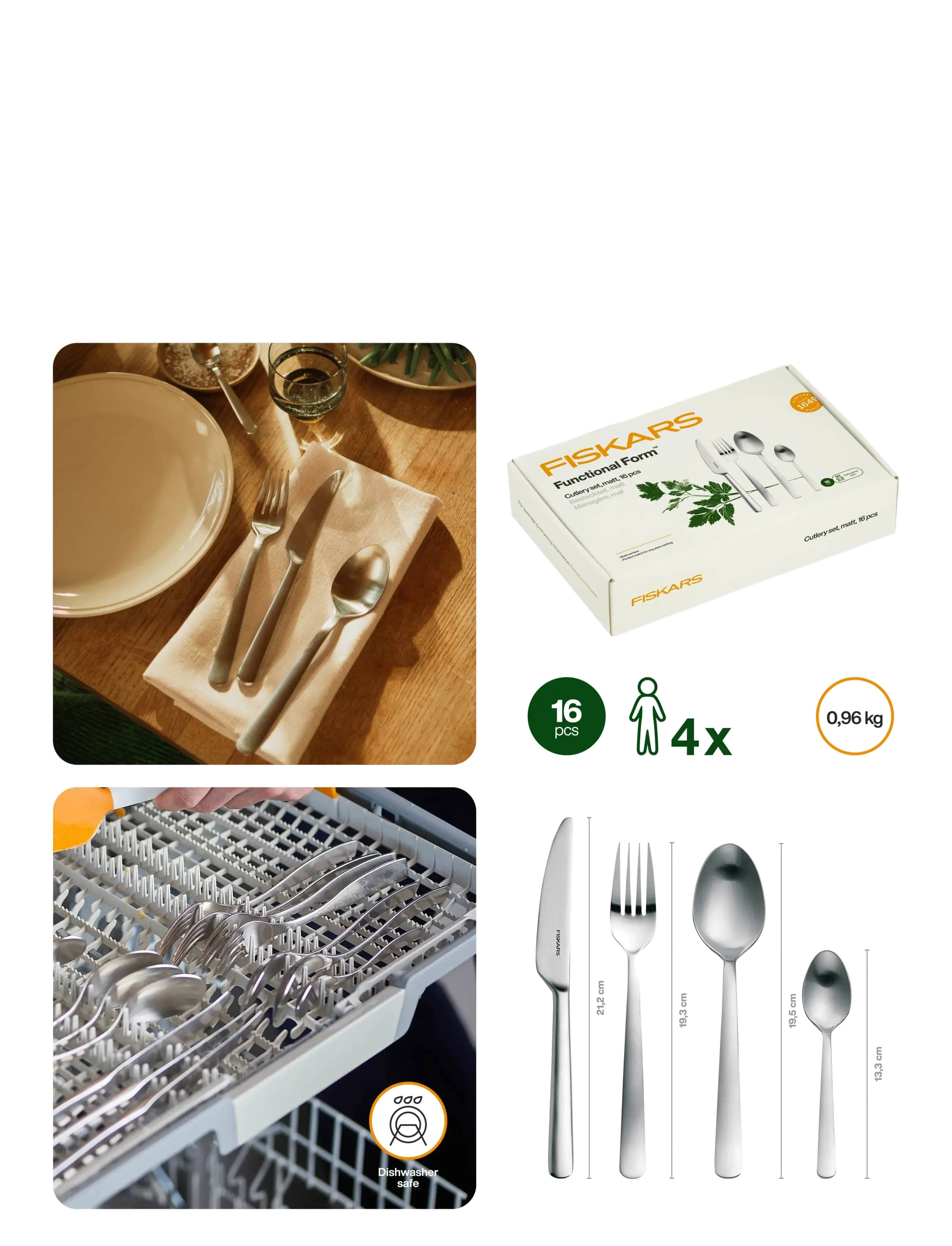 Fiskars - FF bestiksæt, 16 dele, i gaveæske, mat - bestiksæt - matt - 3