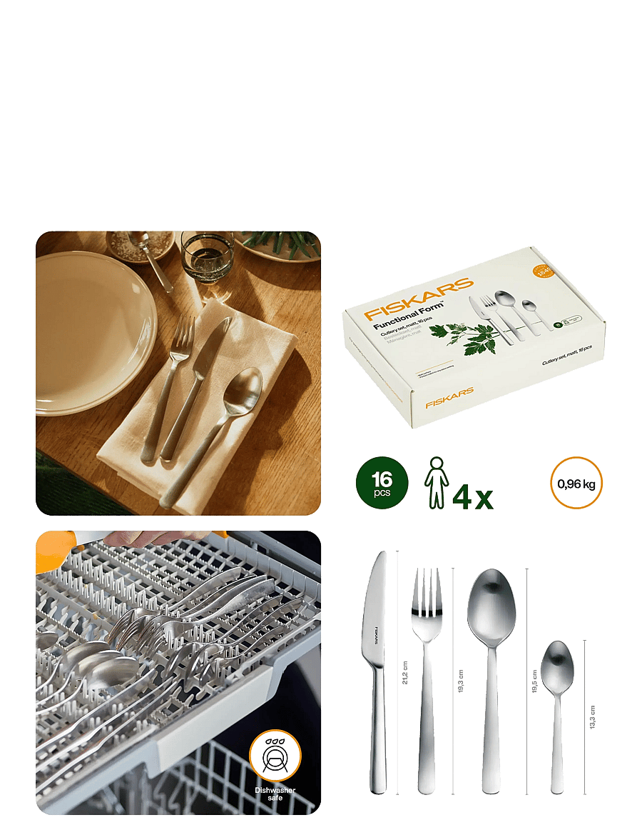 Fiskars - FF Cutlery set matt 16pcs - bestecksets - matt - 3