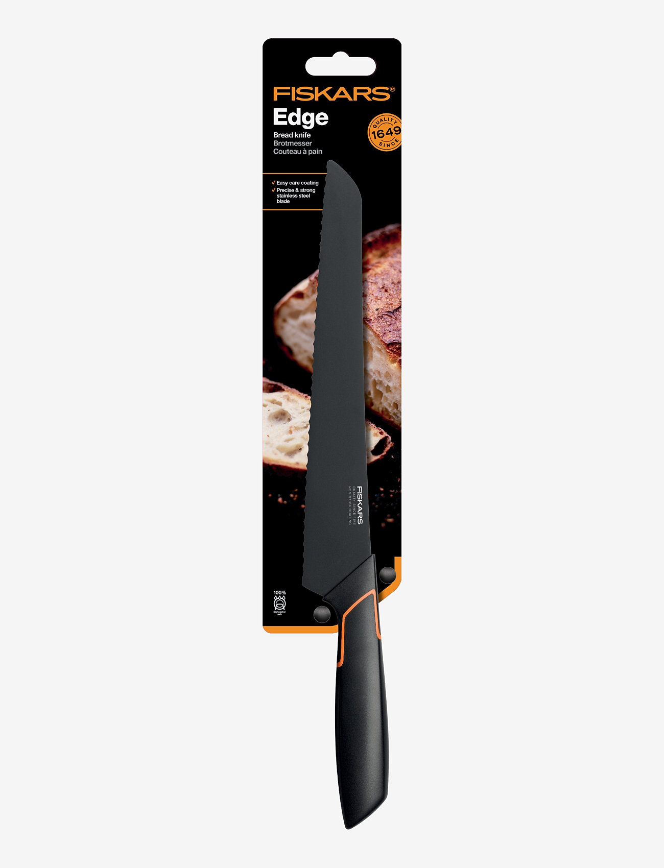 Fiskars - Edge Bread Knife 23 cm - laveste priser - black - 1