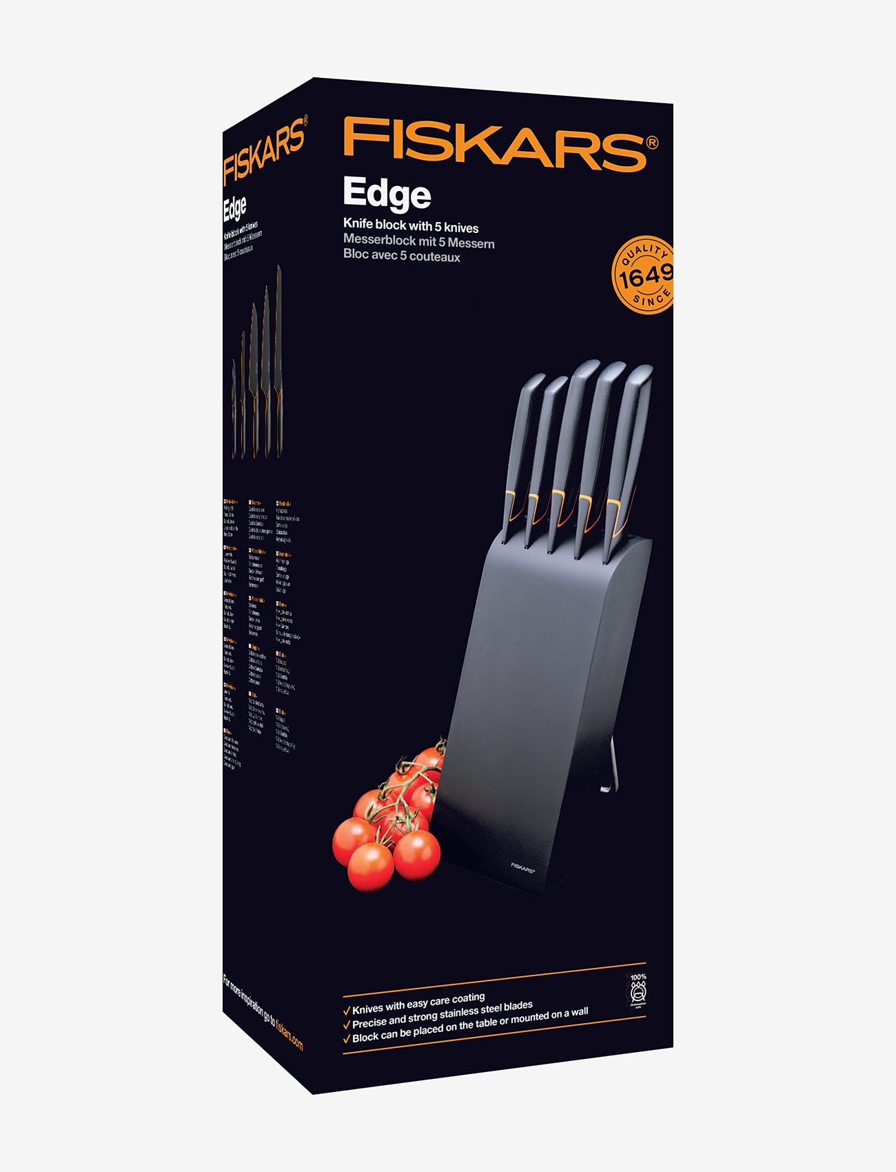 Fiskars - Edge knife block with 5 knives - veitsisetit - black - 1