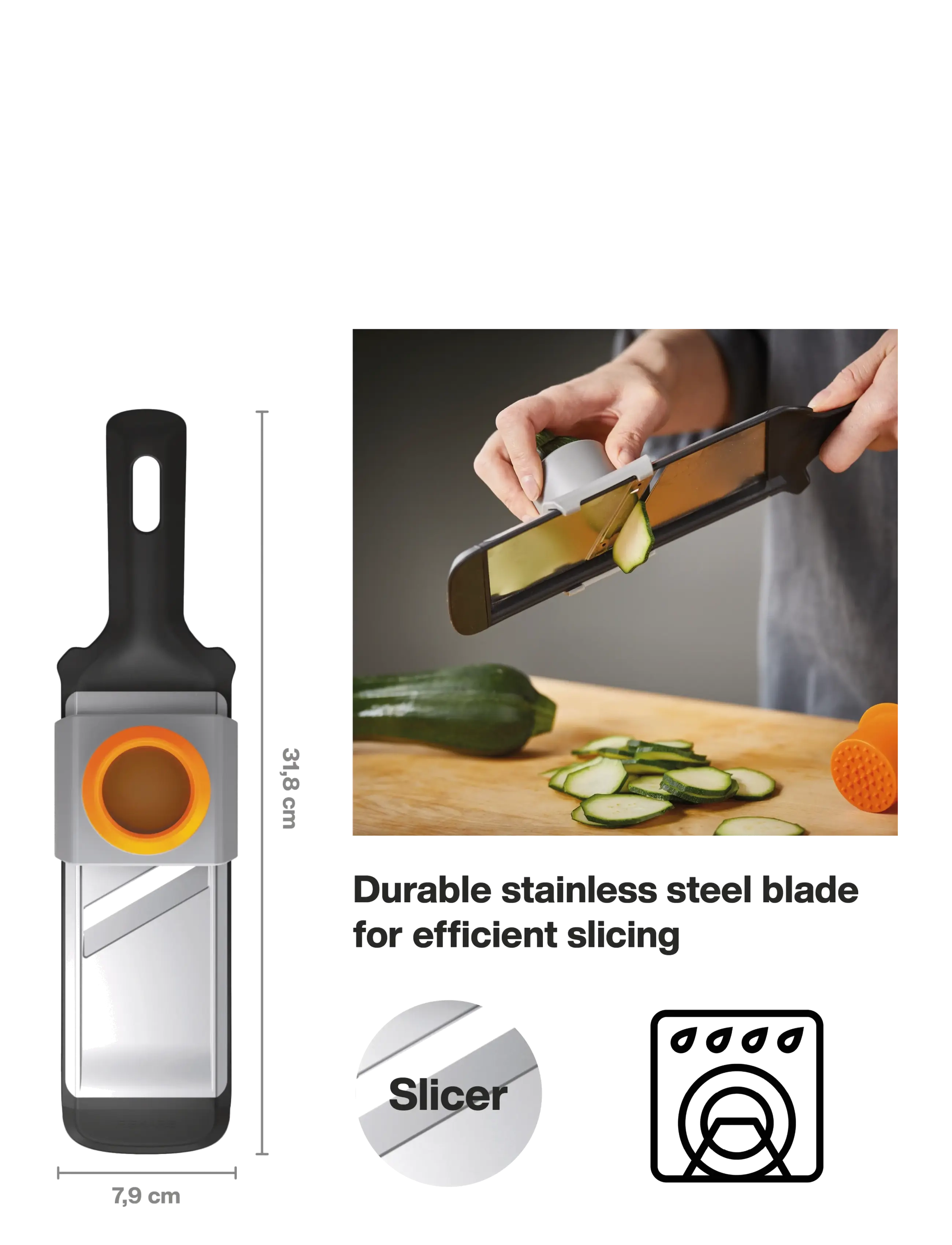 Fiskars - FF grøntsagsskærer - mandolinjern & spiralizer - black - 2