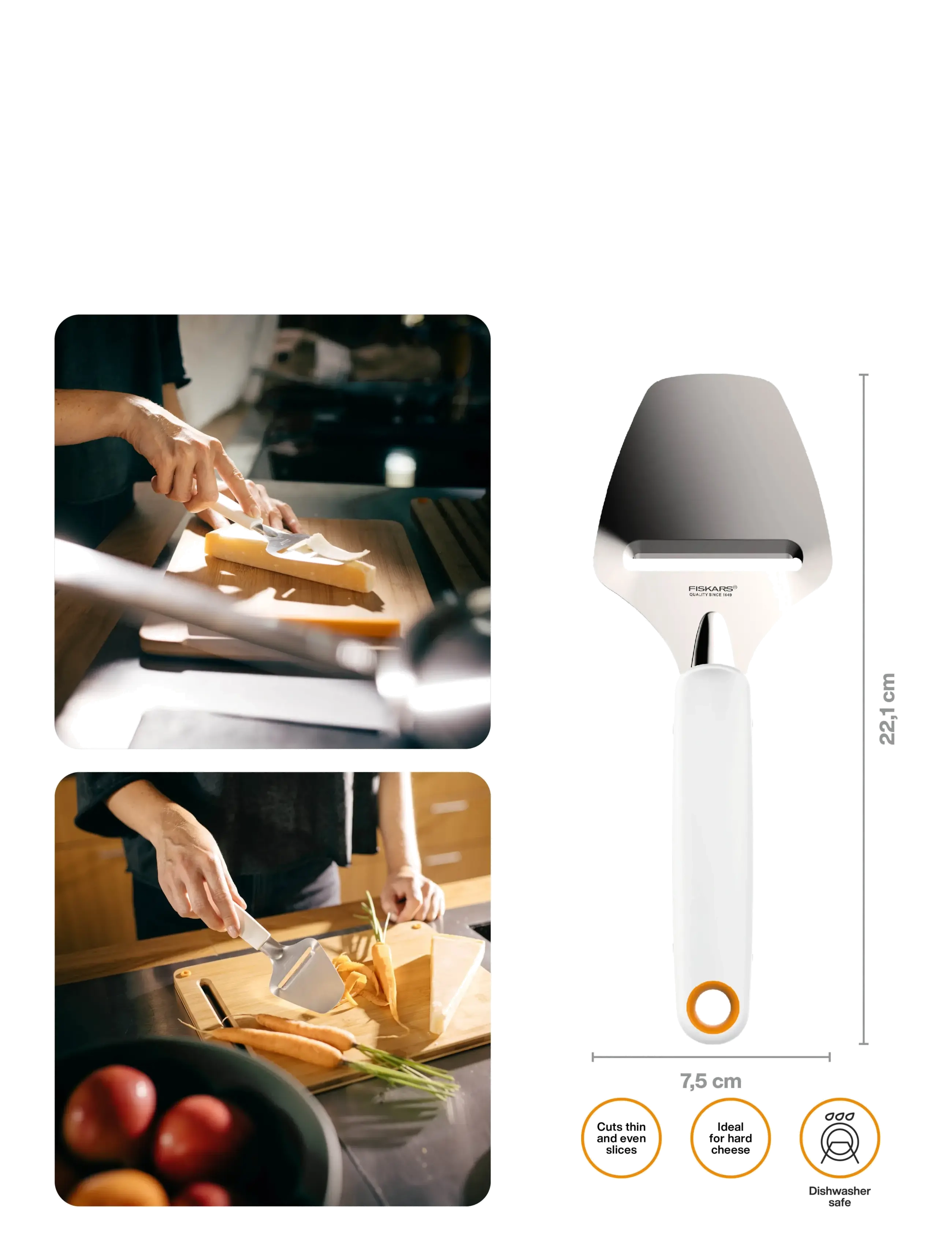 Fiskars - FF Cheese slicer for hard cheese - black - 1