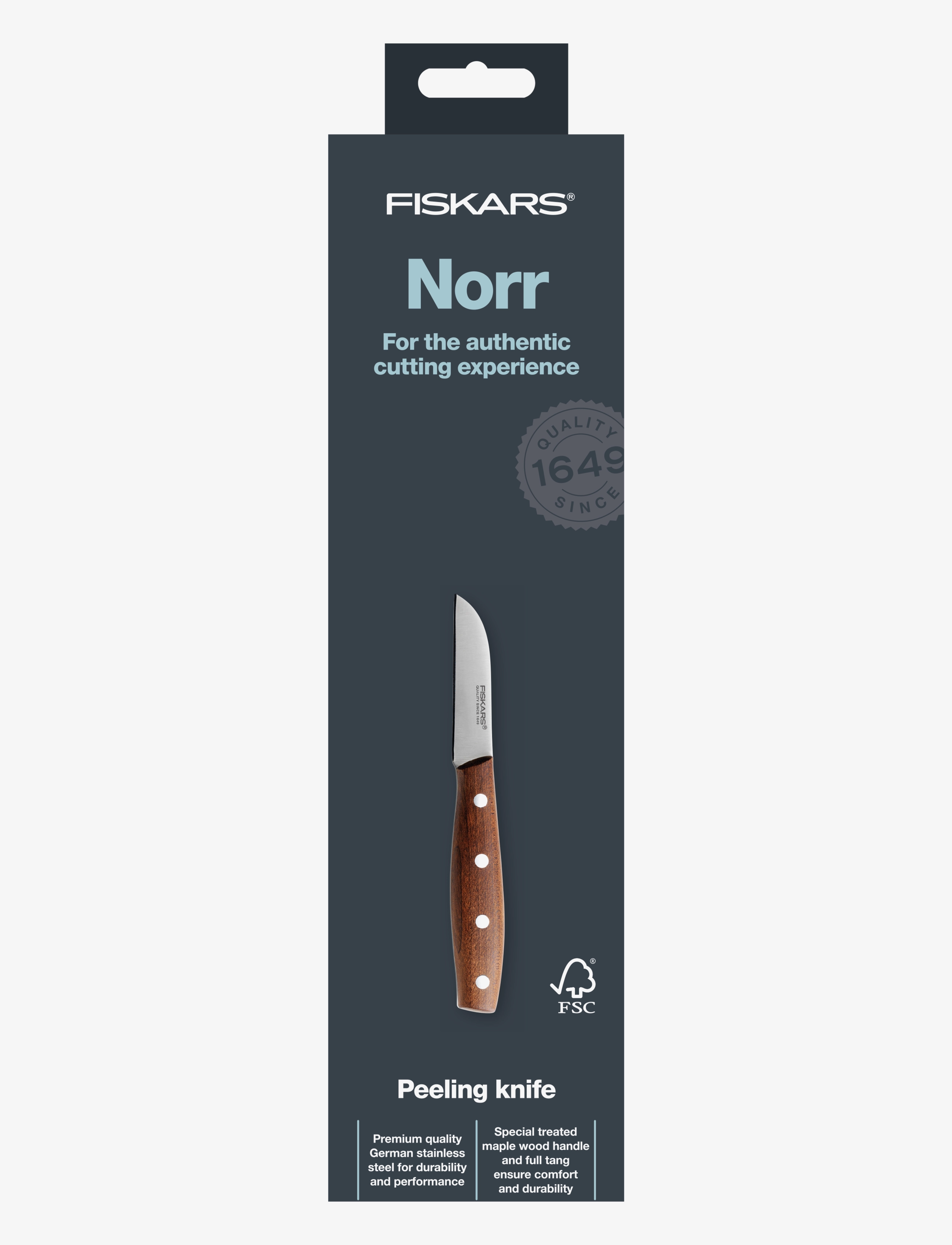 Fiskars - North peel knife 7 cm - brown - 2