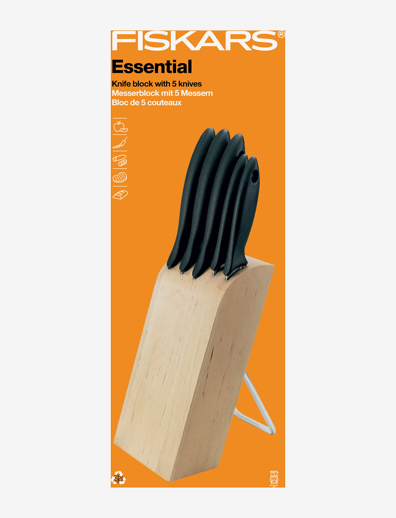 Fiskars - Essential knife block with 5 knives - nach preis einkaufen - wood - 2