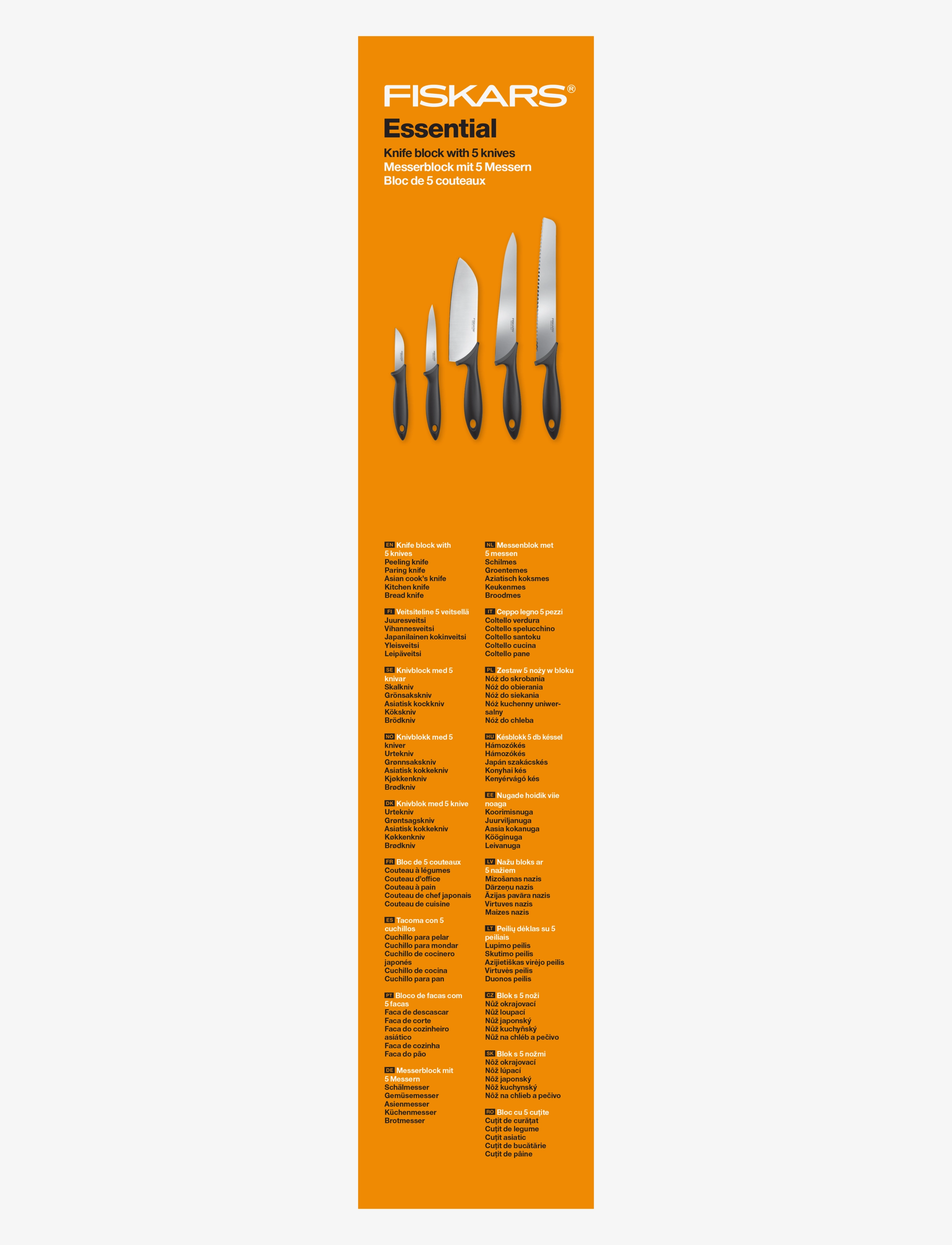 Fiskars - Essential knife block with 5 knives - najniższe ceny - wood - 3