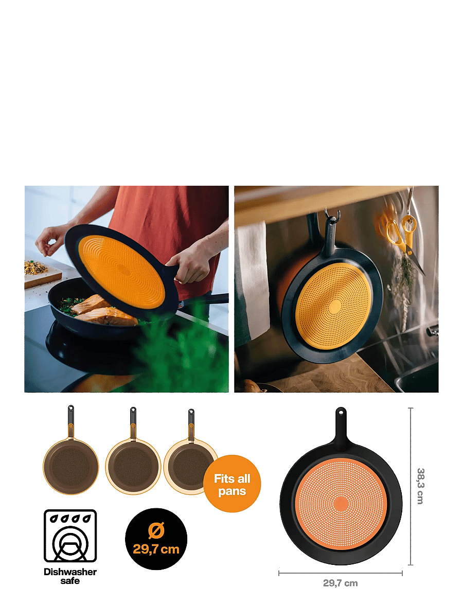 Fiskars - FF silicone frying guard - kaaned ja tarvikud - black - 3