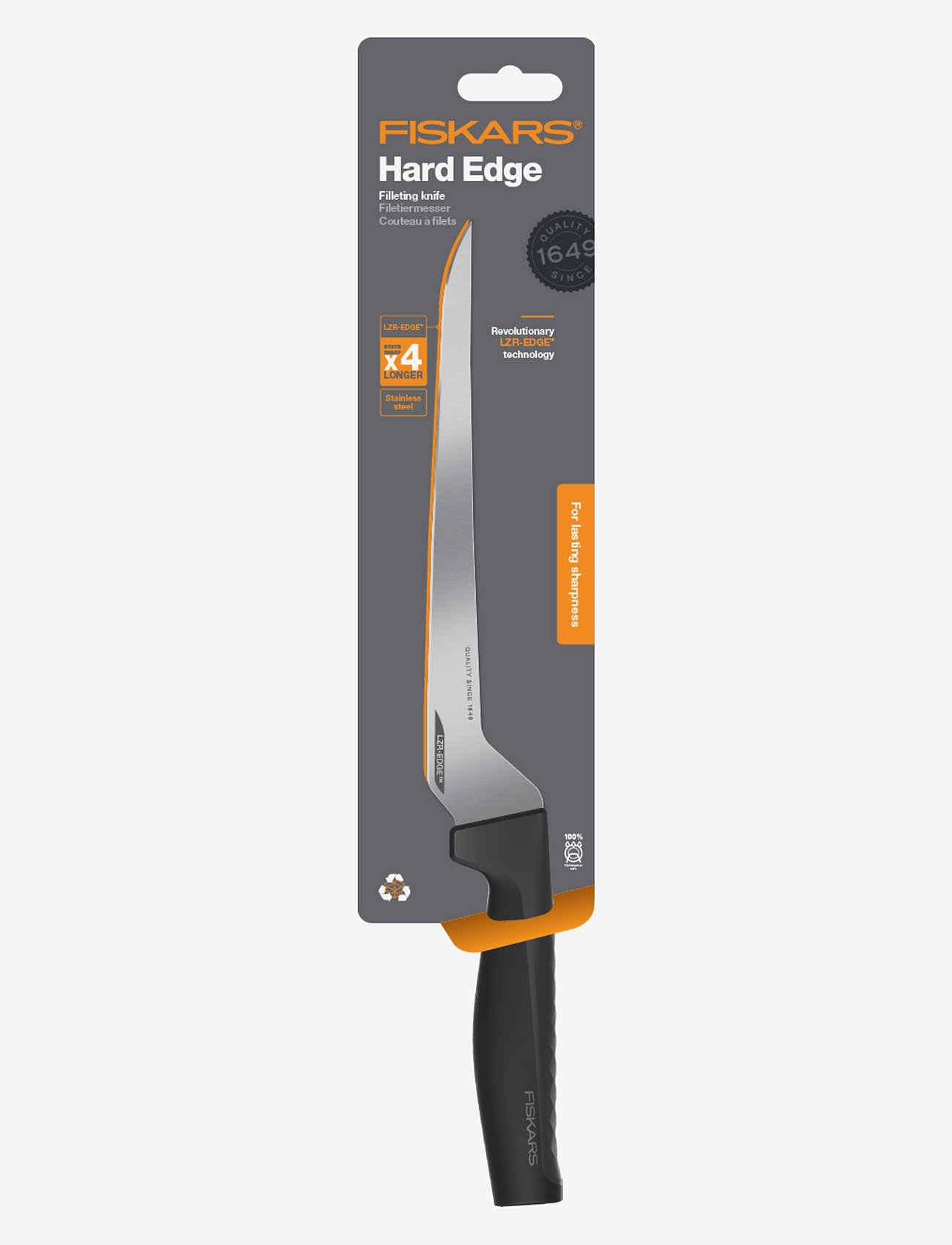 Fiskars - Hard Edge Filé Knife 22 cm - gifts below 15000kr - black - 2