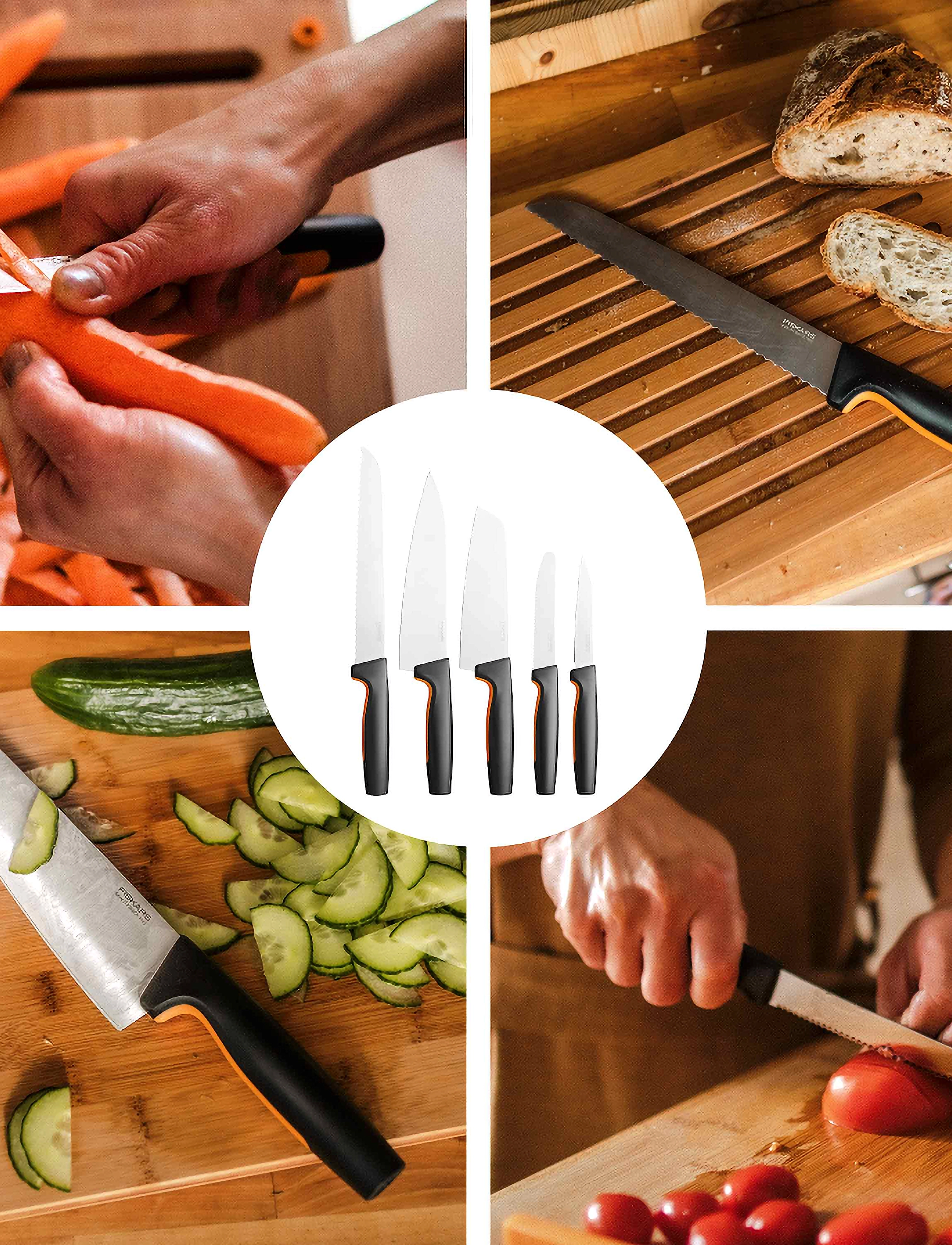 Fiskars Ff Stort Knivsæt, 5 Dele, One Size, Black, Knive Og Tilbehør > Knivsæt, Unisex