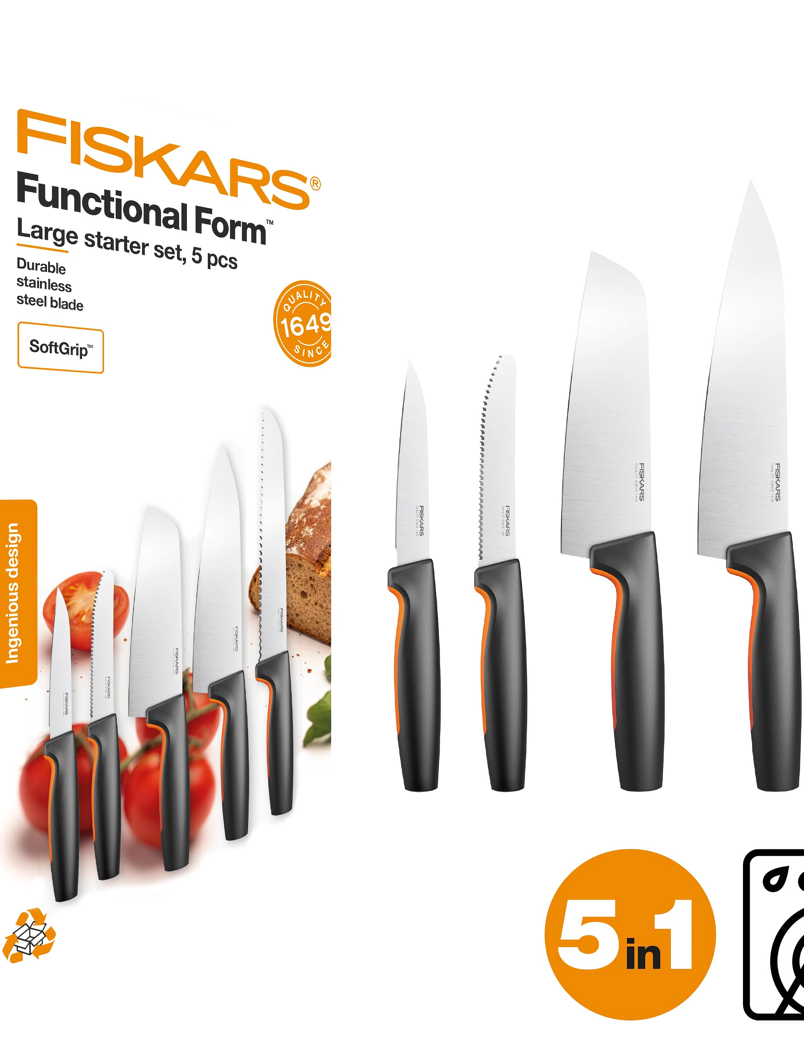 Fiskars - Ff large knife set, 5 parts - knife sets - no colour - 4