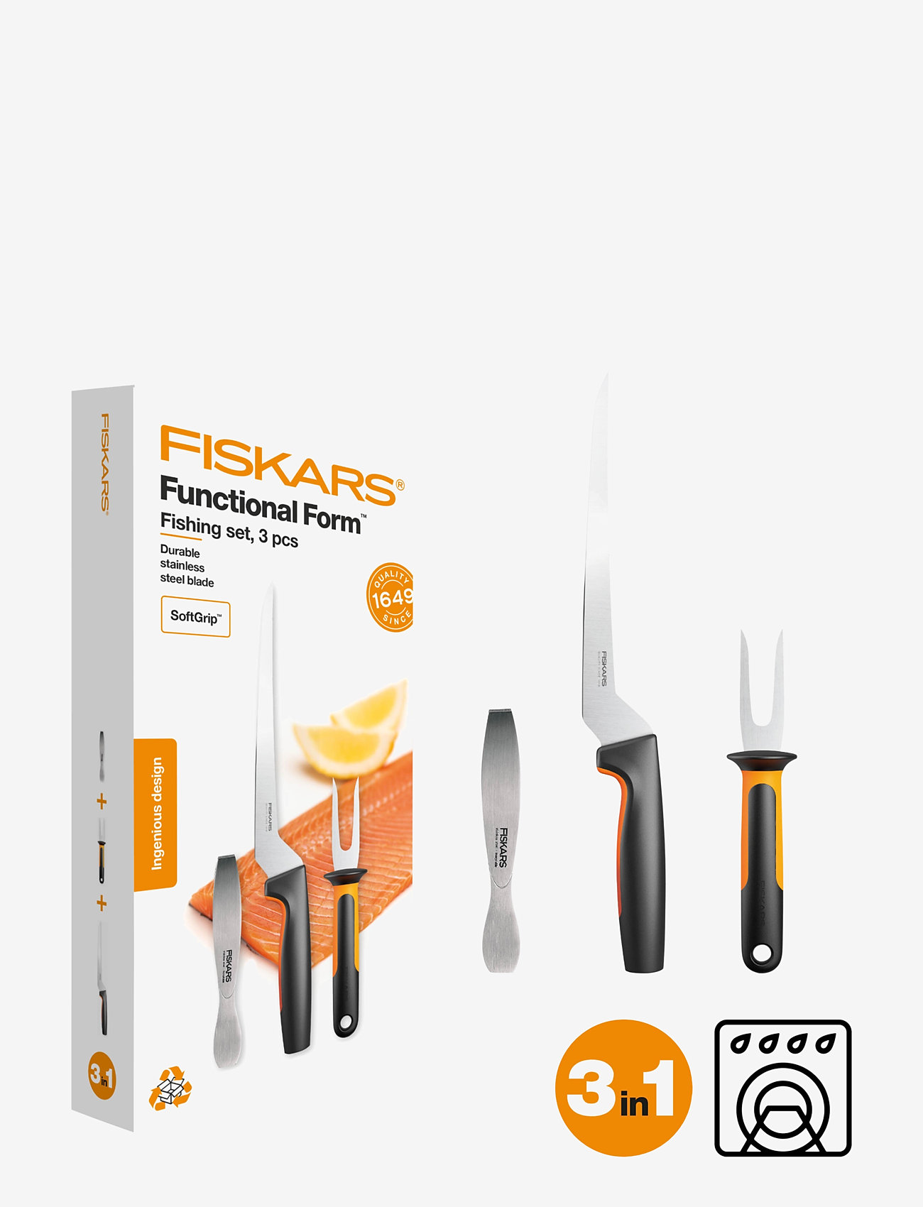 Fiskars - Ff fish knife, 3 parts - udskæringsknive - black - 1